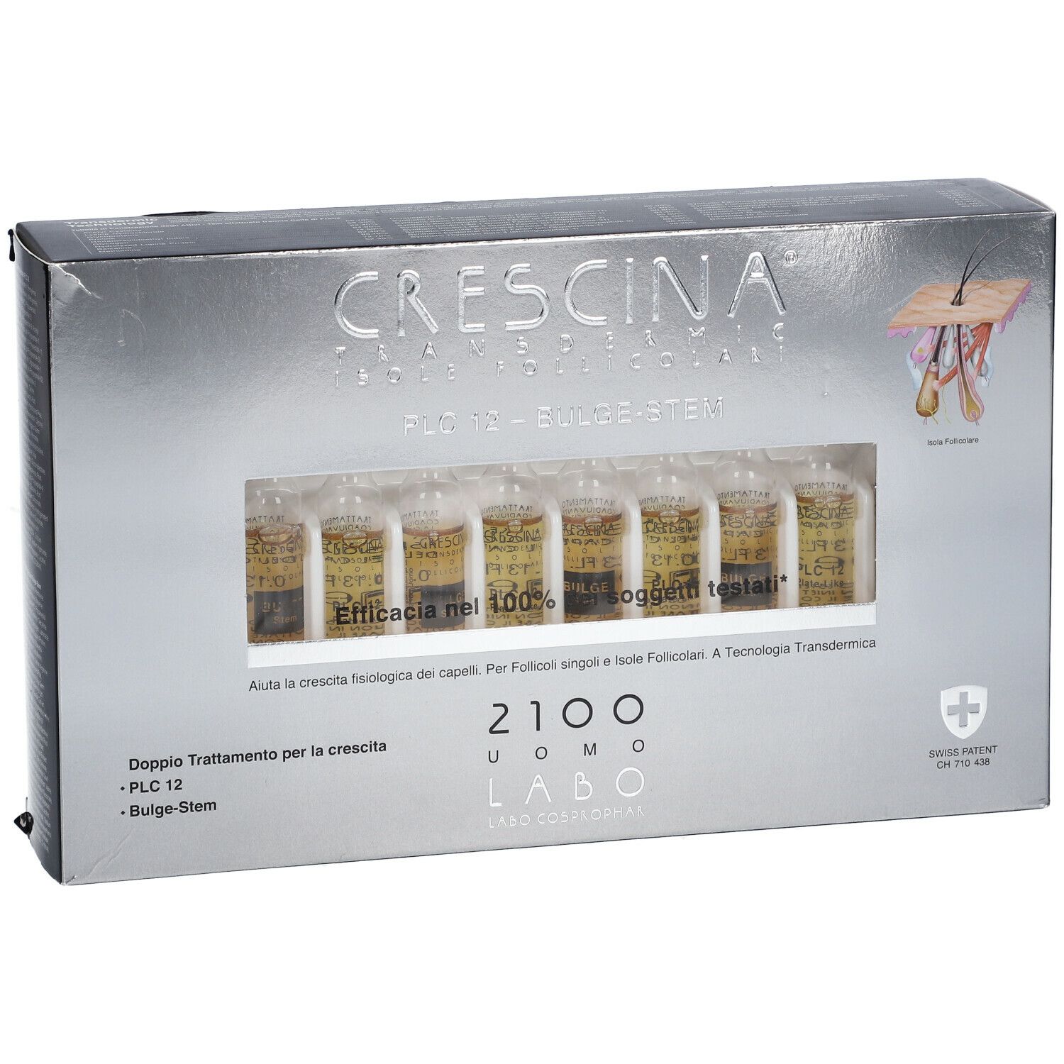 CRESCINA® Transdermic Isole Follicolari PLC12 Bulge-Stem 2100 Uomo