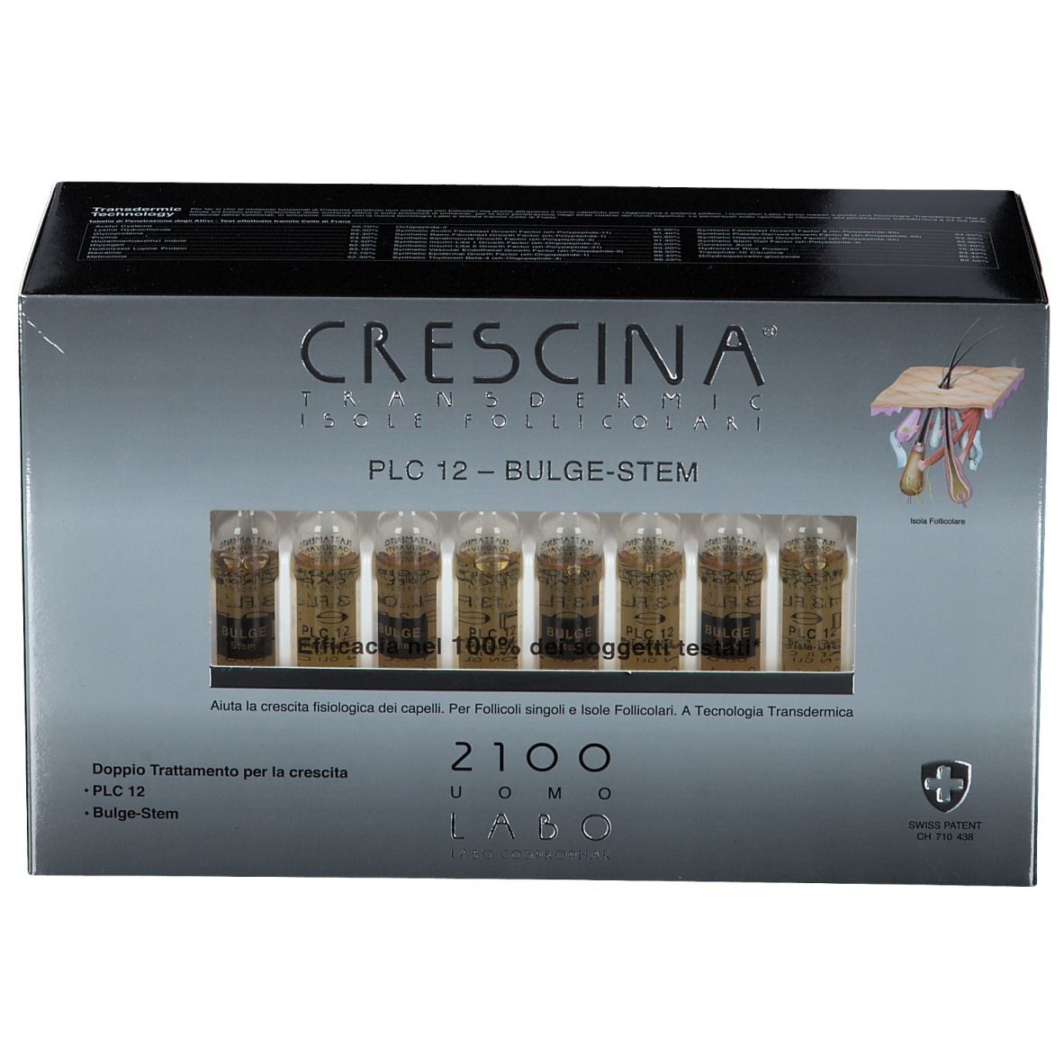 CRESCINA® Transdermic Isole Follicolari PLC12 Bulge-Stem 2100 Uomo