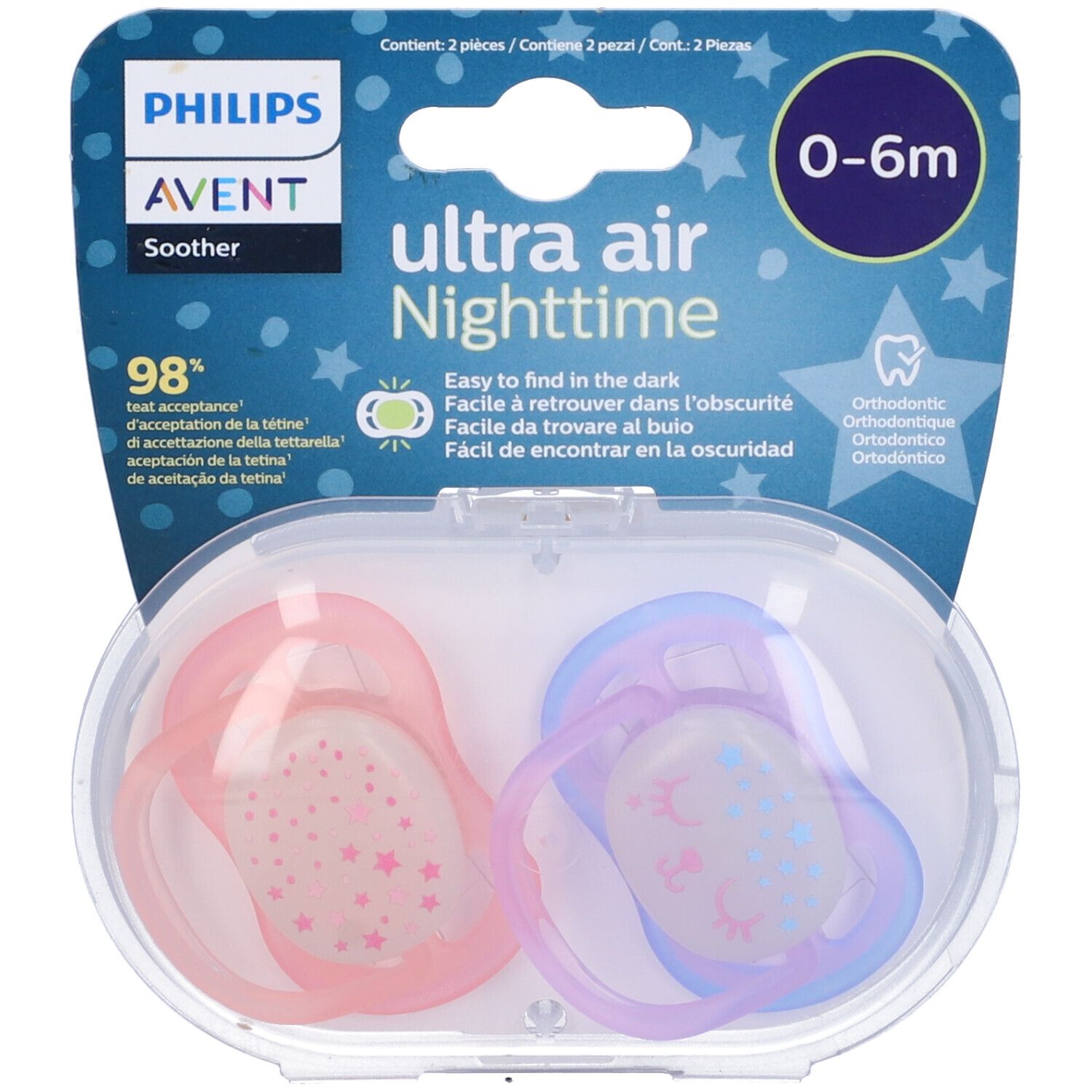 Avent Succhietti Ultra Air Night Femmina 2 Pezzi