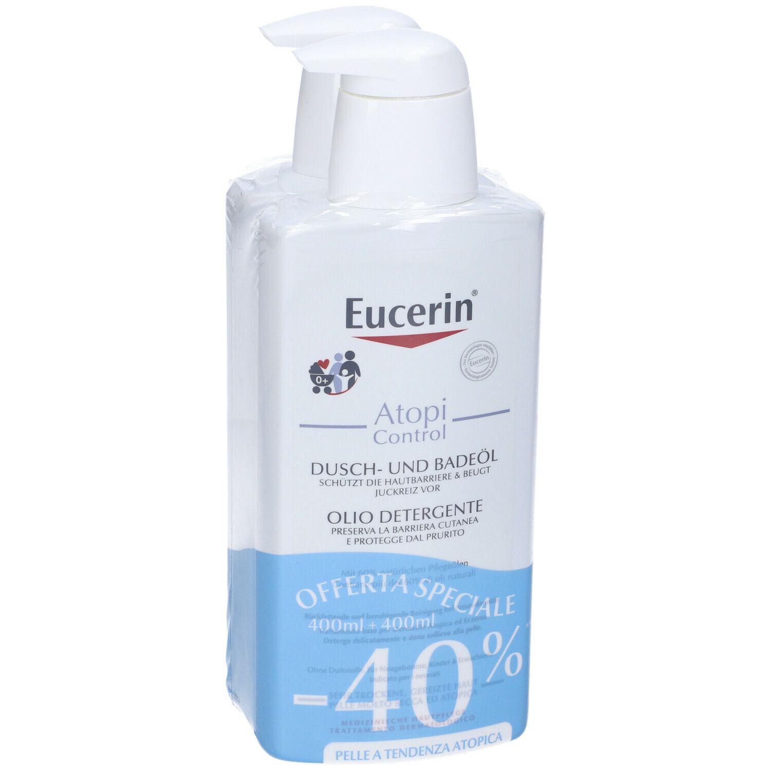Eucerin® AtopiControl Olio Detergente 20% Omega Bipacco