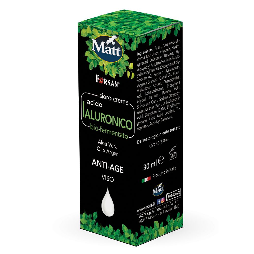 Matt Forsan Acido Ialuronico Siero-Crema, viso anti-age, 30 ml.