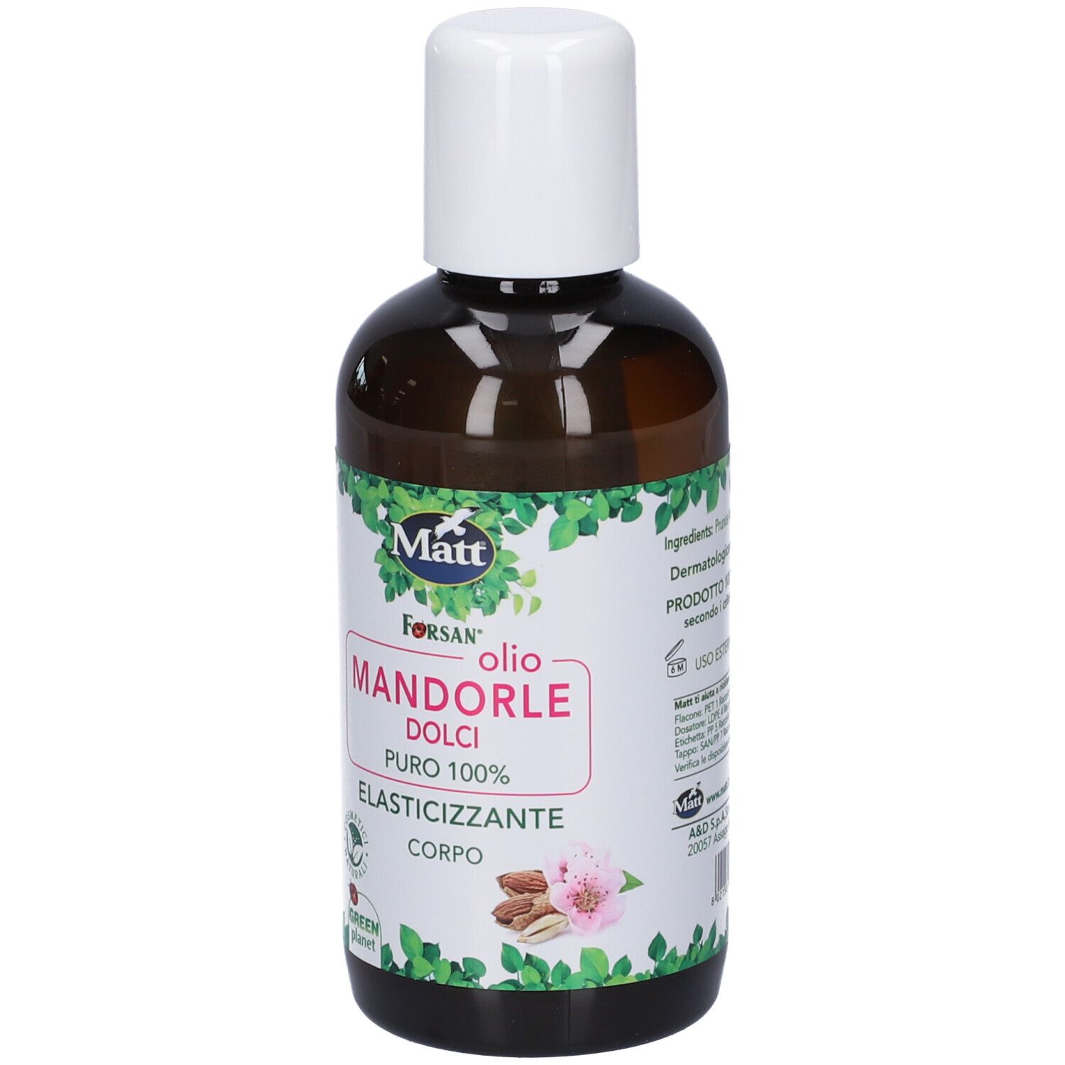 Olio Mandorle Dolci Matt Forsan, puro 100%, per il corpo.