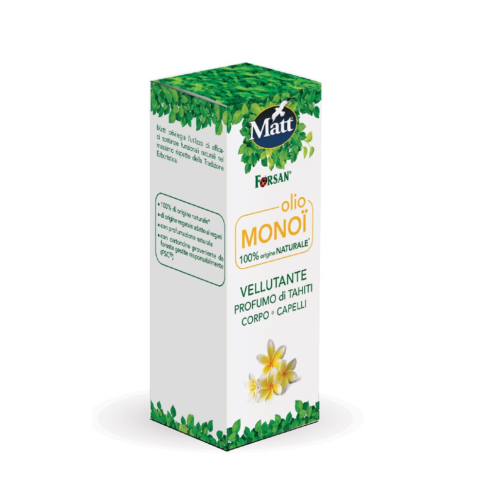 Olio Matt Forsan Monoi, 100% naturale, per corpo e capelli.