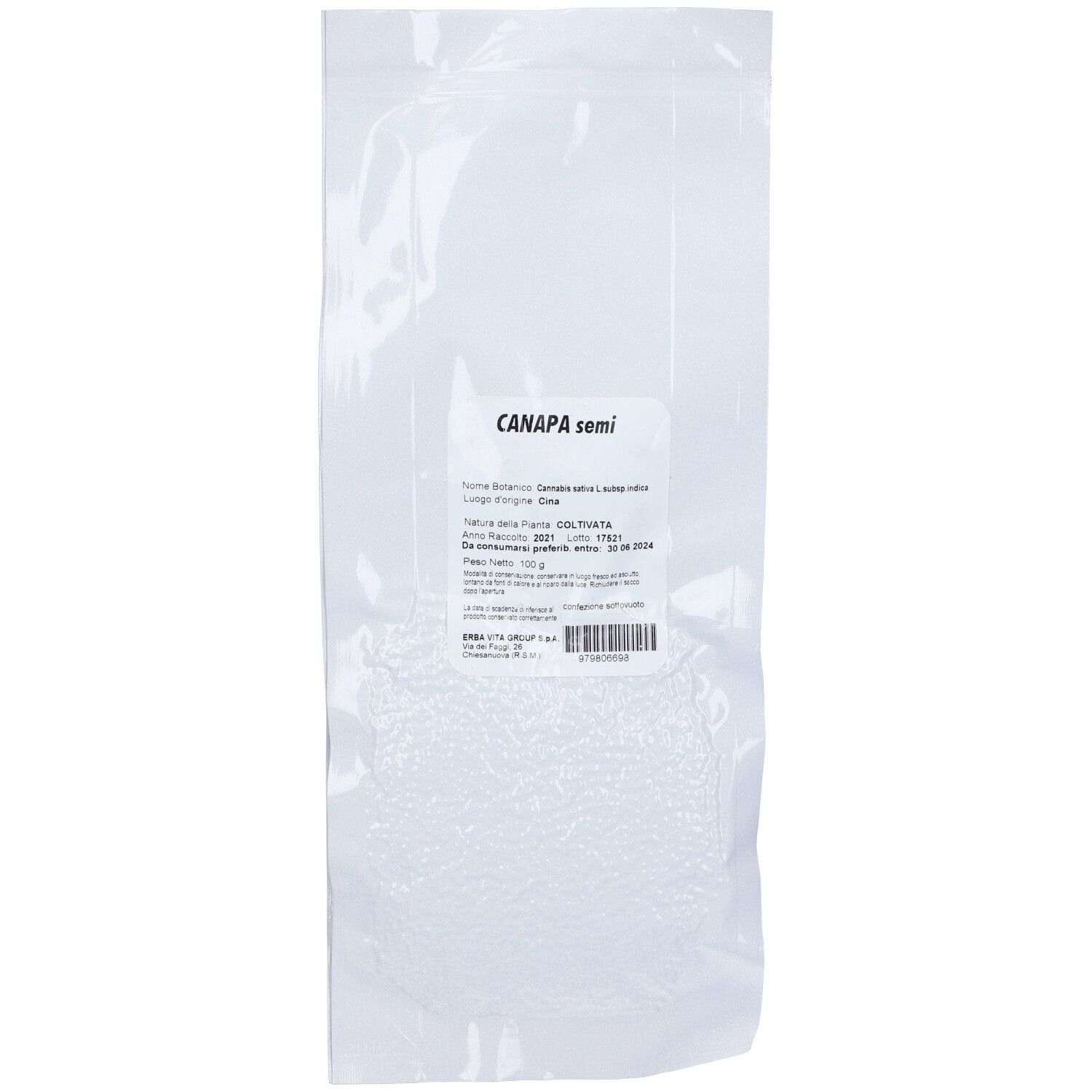 Canapa Semi Sottovuoto 100G