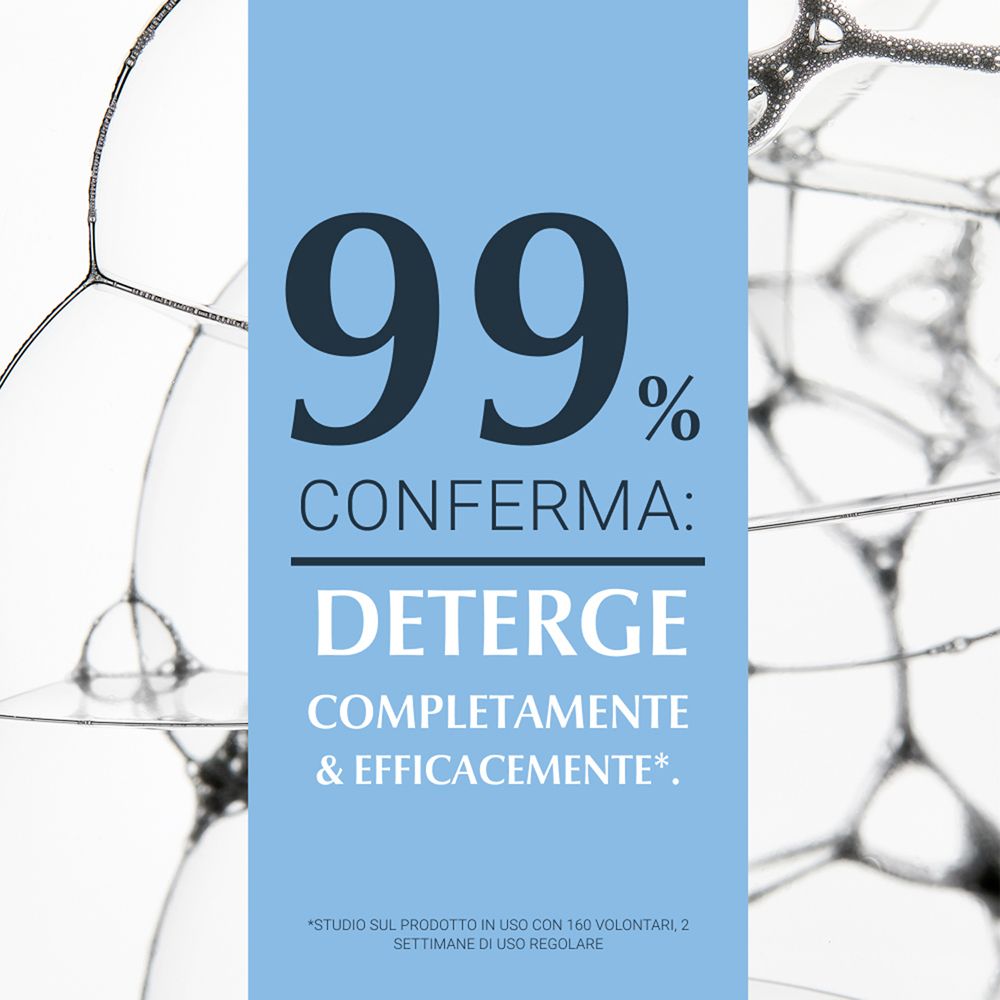 Testo: Il 99% conferma: Deterge completamente & efficacemente.