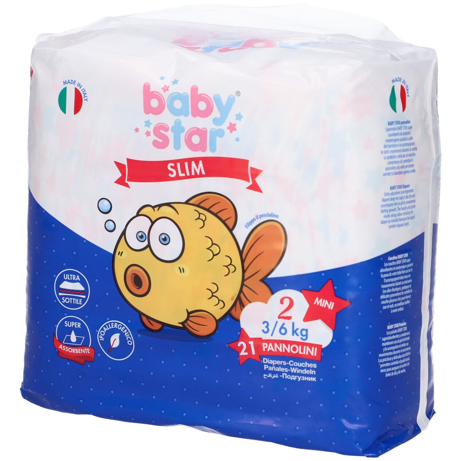 Pannolini Babystar Slim 3/6Kg Taglia 2 Mini 21 Pezzi