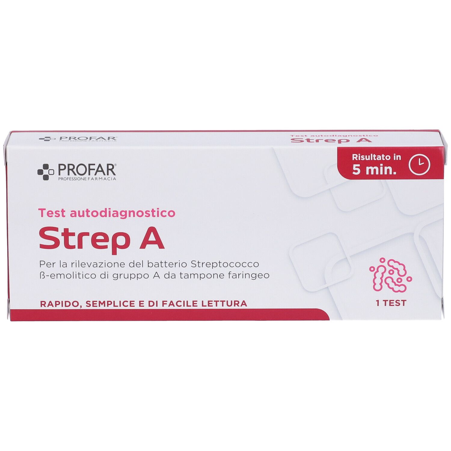 Scatola Profar Test Autodiagnostico Strep A con istruzioni in italiano e marchio CE.