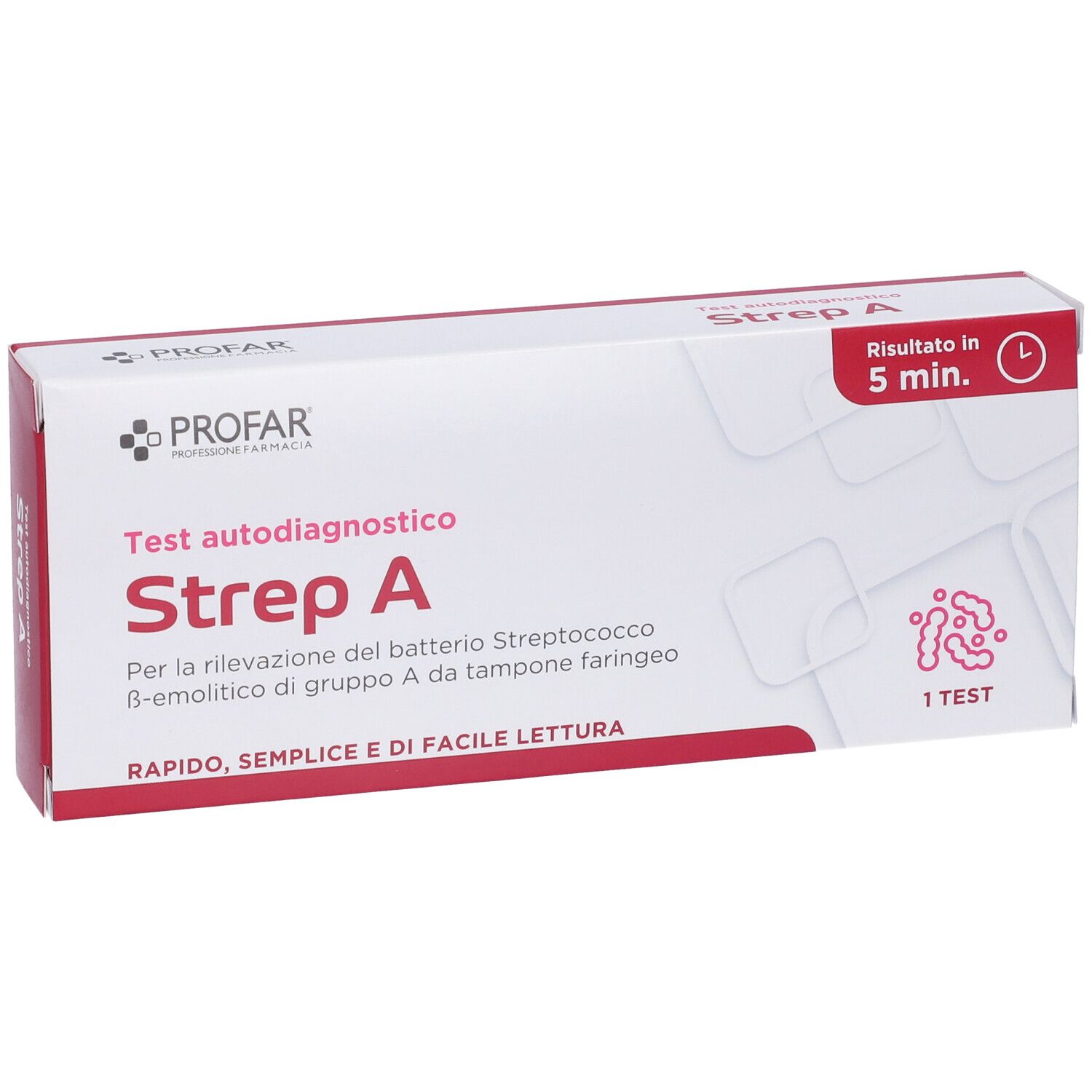 Scatola Profar Test Autodiagnostico Strep A con istruzioni in italiano e marchio CE.