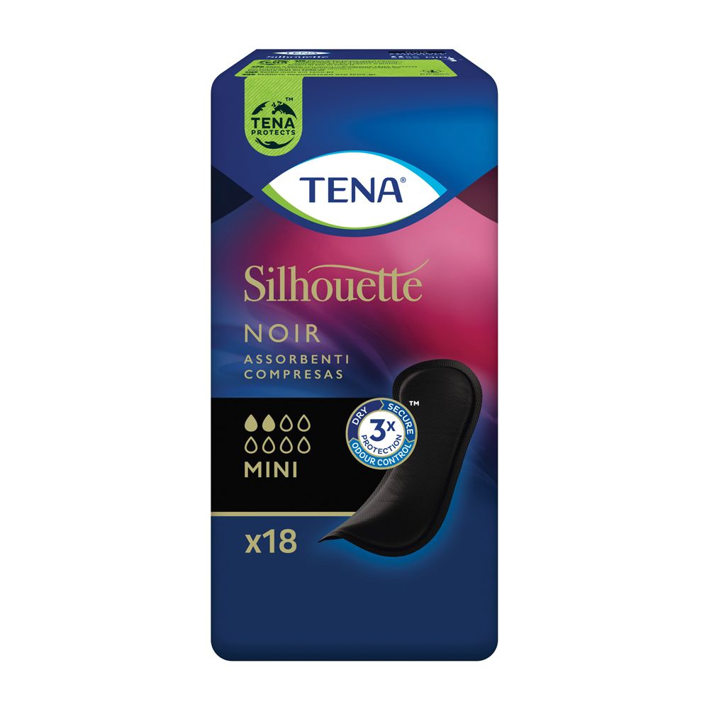Assorbente Nero Incontinenza Leggera Tena Silhouette Noir Mini 18 Pezzi