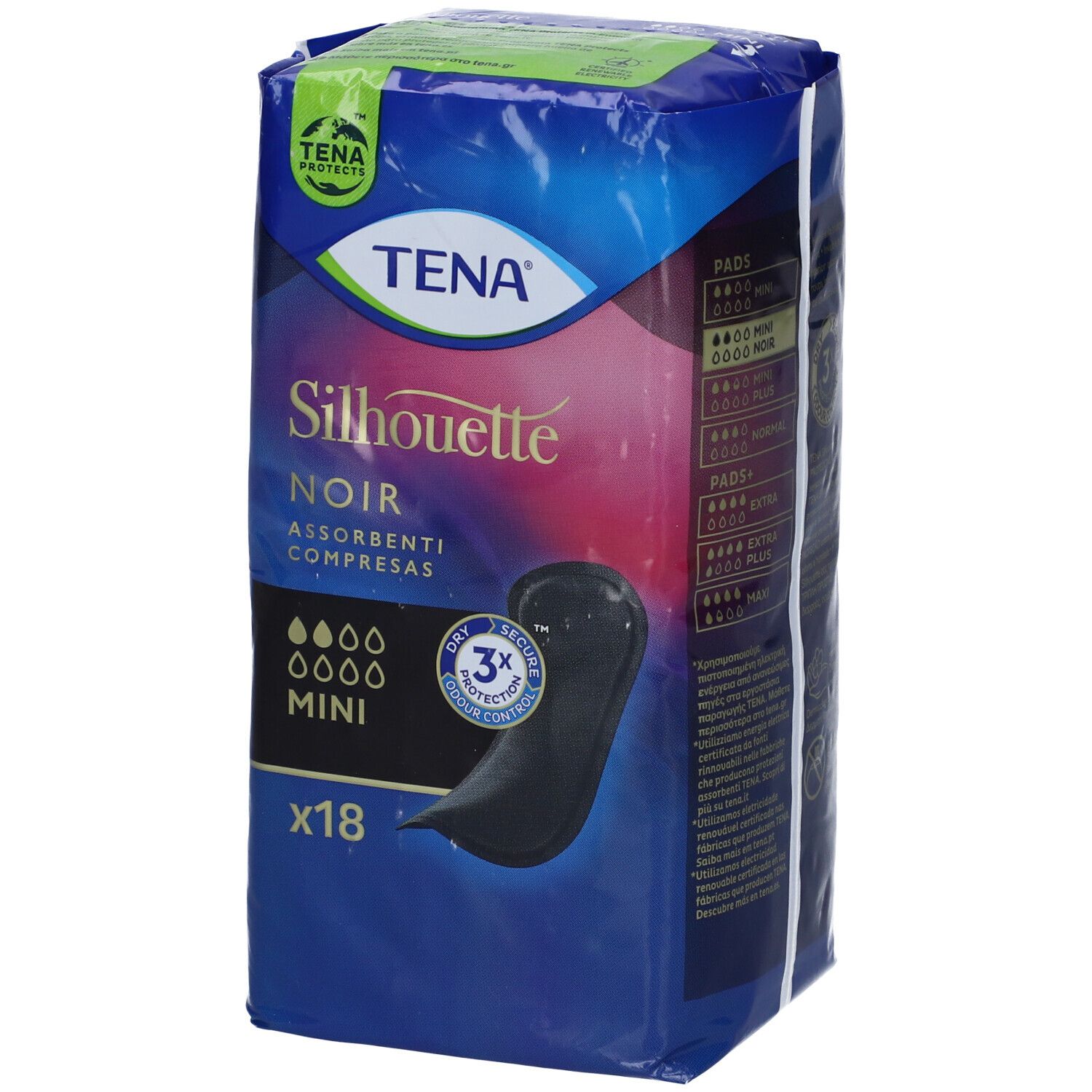 Assorbente Nero Incontinenza Leggera Tena Silhouette Noir Mini 18 Pezzi