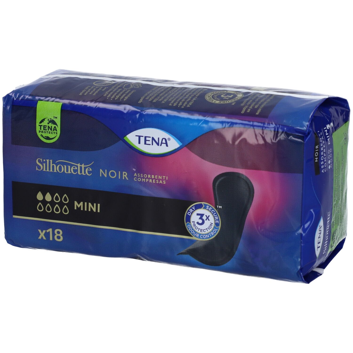 Assorbente Nero Incontinenza Leggera Tena Silhouette Noir Mini 18 Pezzi