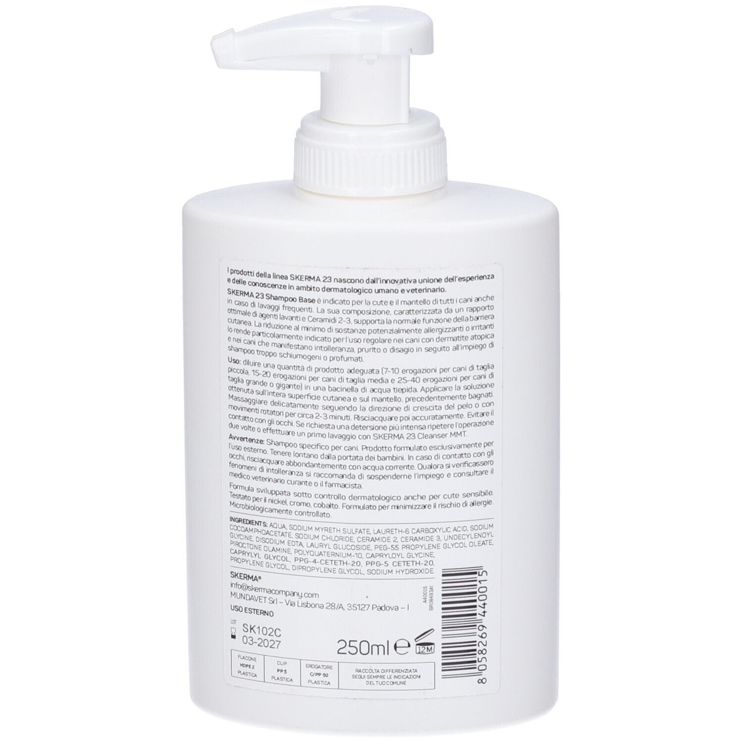 SKEMA 23 Shampoo Base, flacone con pompa da 250 ml.