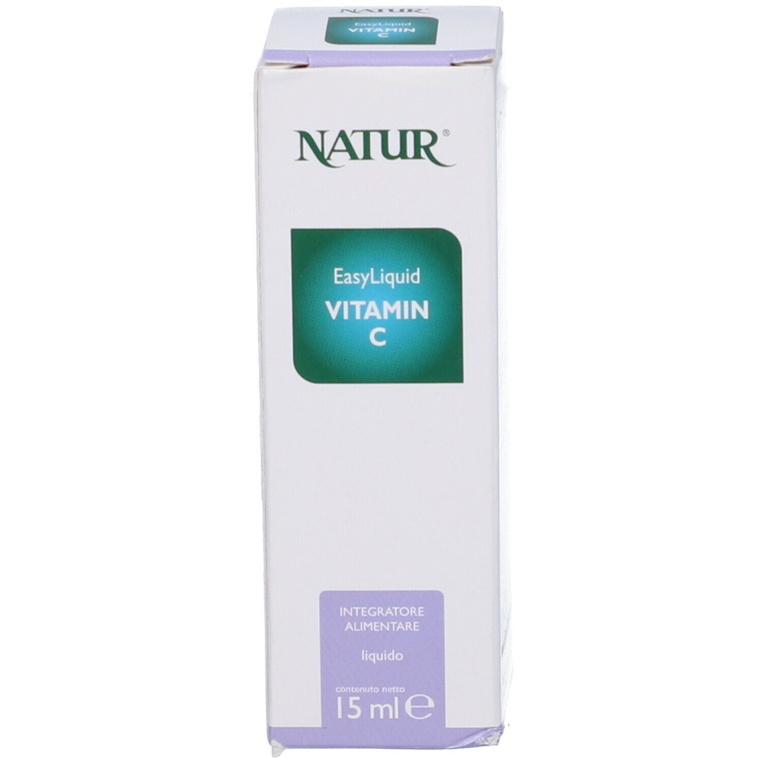 Confezione bianca con scritta: Easy Liquid Vitamin C. 15 ml.