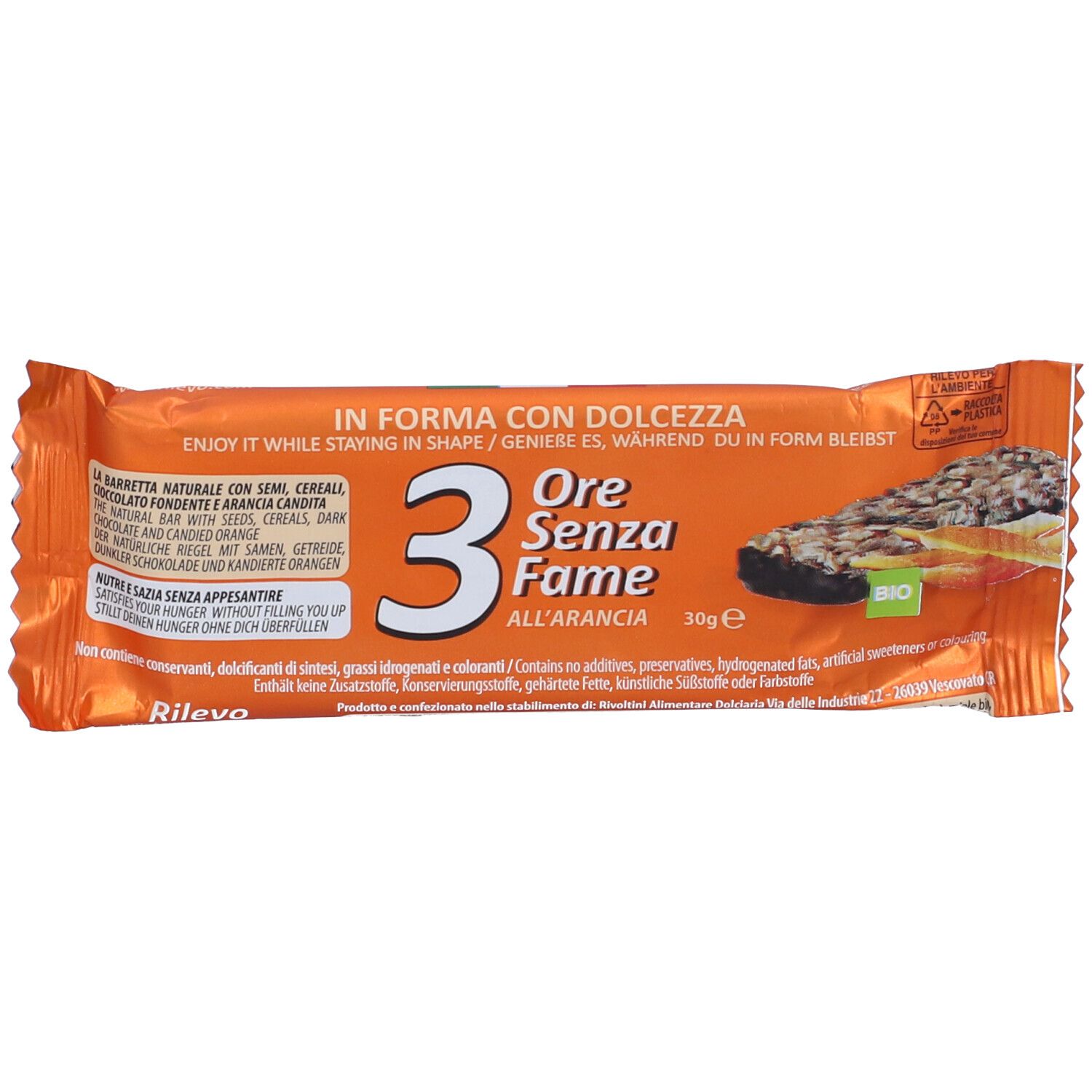 Rilevo 3 Ore Senza Fame Arancia Barretta Biologico 30 G
