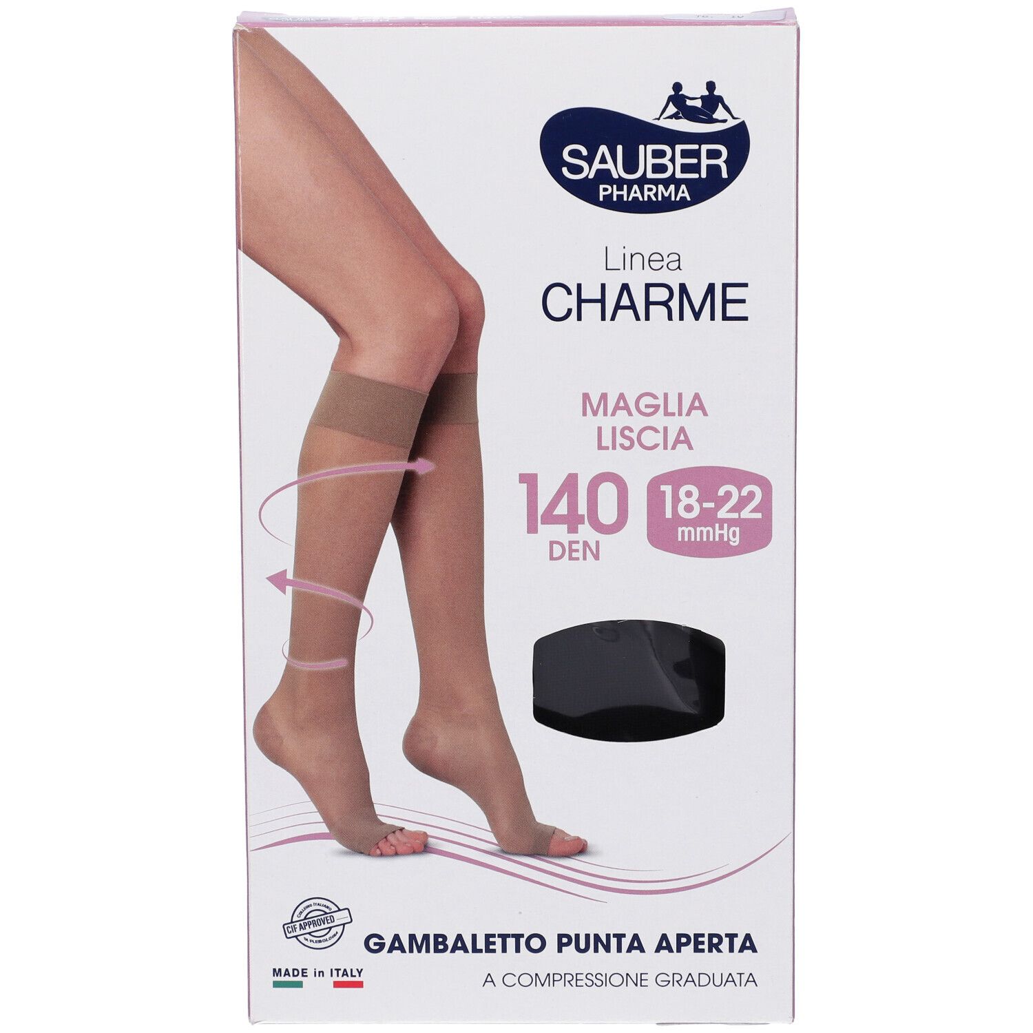 Sauber Gambaletto Open Toe 140 Denari Maglia Liscia Nero Taglia 4