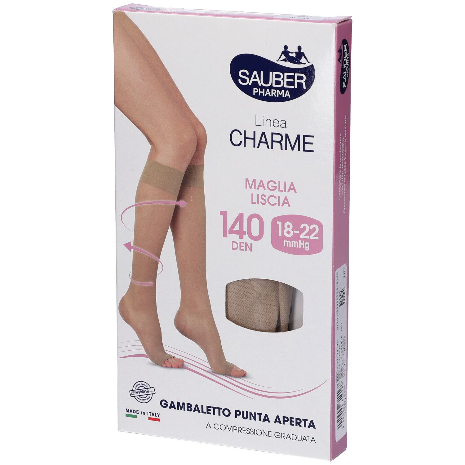 Sauber Gambaletto Open Toe 140 Denari Maglia Liscia Medio Taglia 4