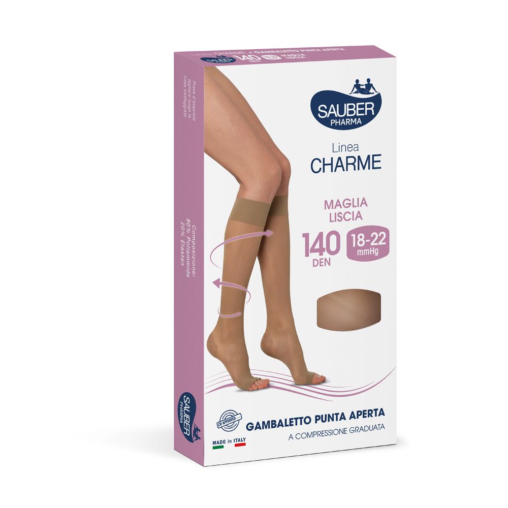 Sauber Gambaletto Open Toe 140 Denari Maglia Liscia Neutro Beige Taglia 3