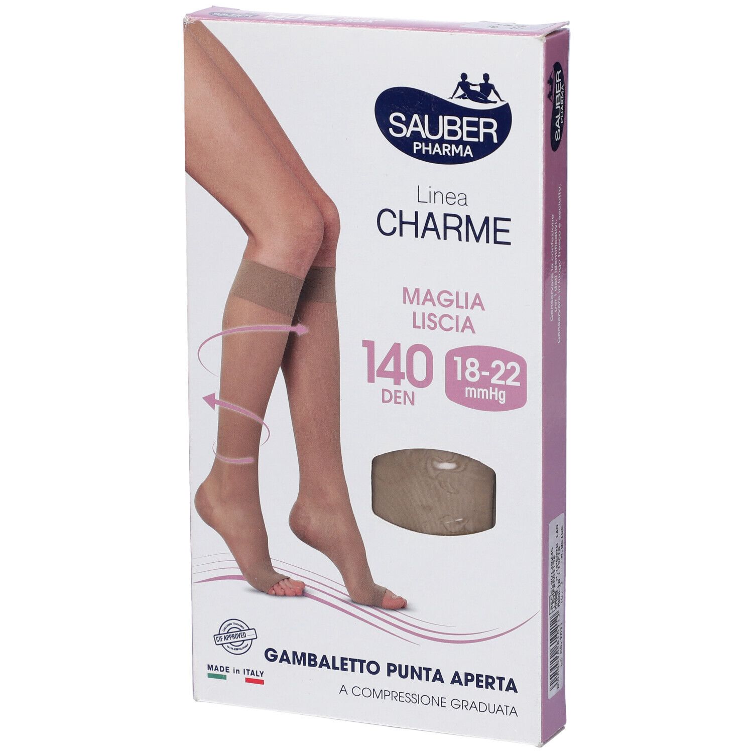 Sauber Gambaletto Open Toe 140 Denari Maglia Liscia Neutro Beige Taglia 3