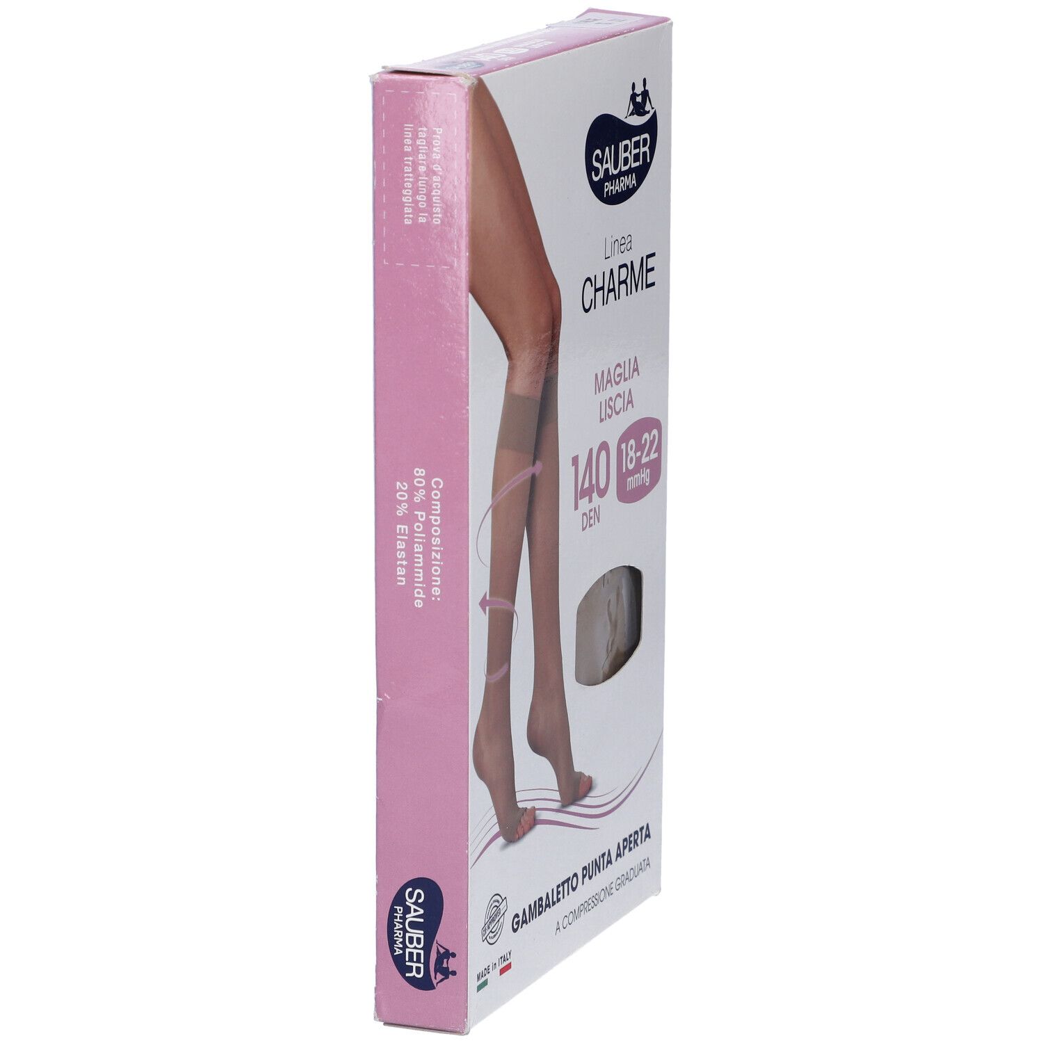 Sauber Gambaletto Open Toe 140 Denari Maglia Liscia Neutro Beige Taglia 3