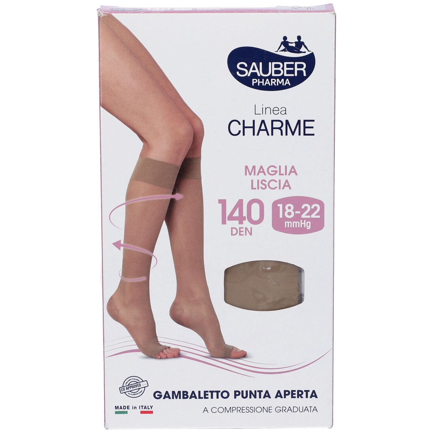 Sauber Gambaletto Open Toe 140 Denari Maglia Liscia Neutro Beige Taglia 3