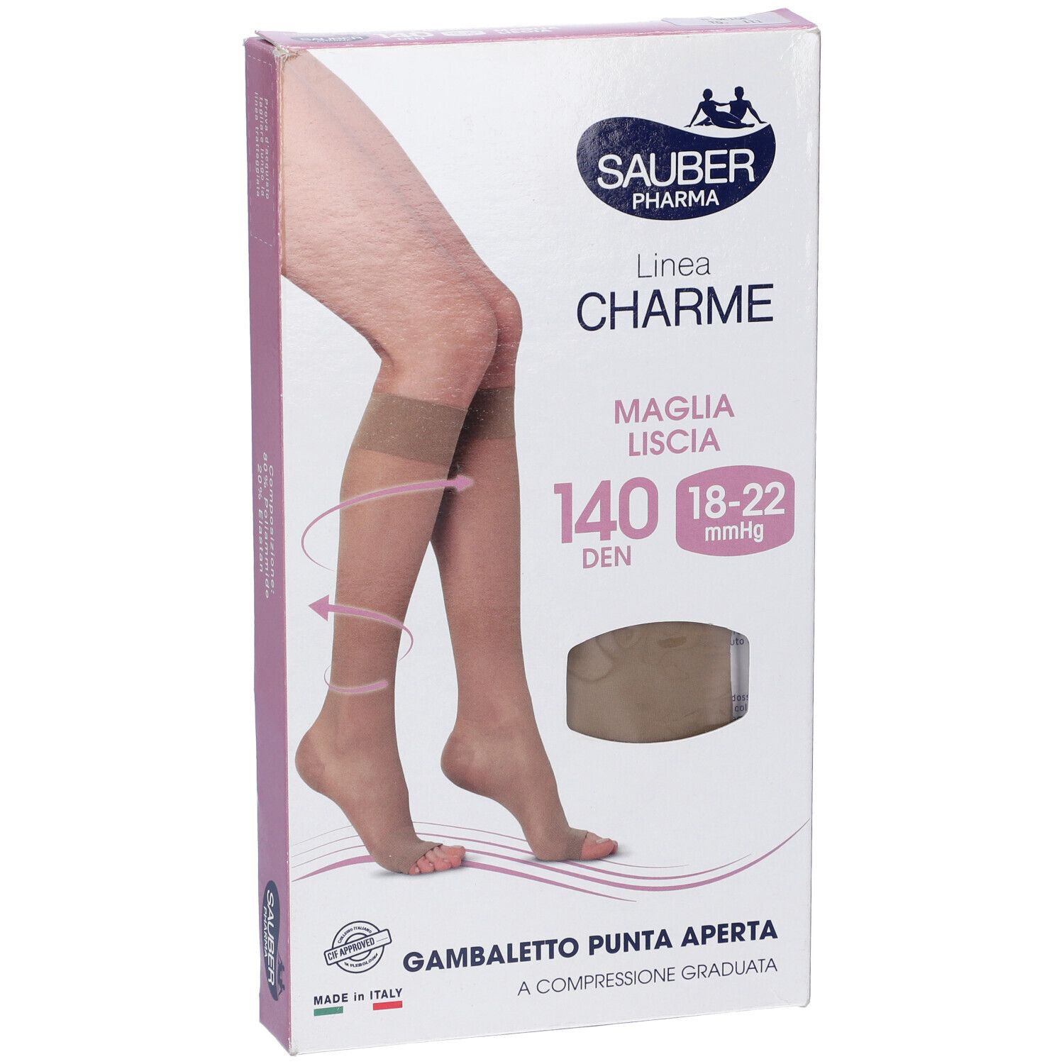 Sauber Gambaletto Open Toe 140 Denari Maglia Liscia Neutro Beige Taglia 3