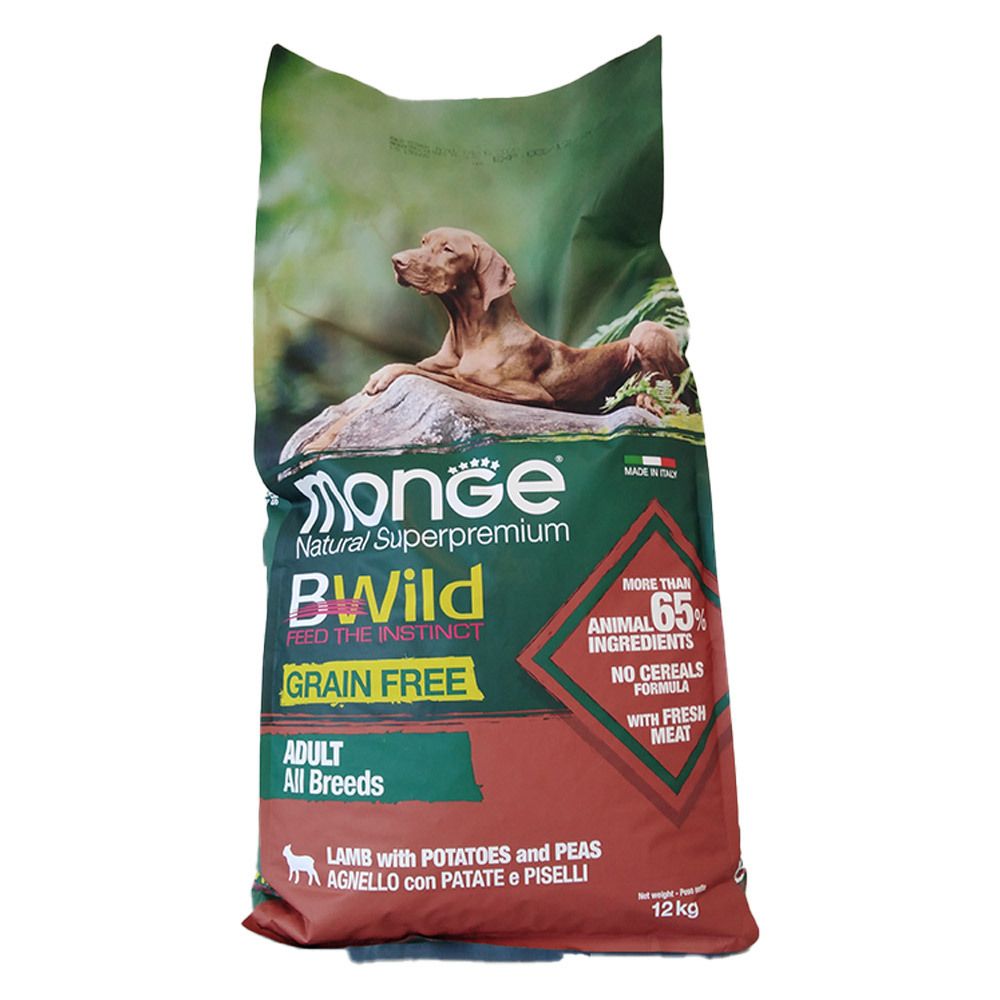 Monge Grain Free All Breeds Adult Agnello Con Patate E Piselli 12 Kg