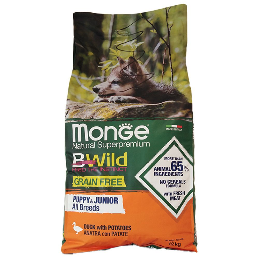 Monge Grain Free All Breeds Puppy E Junior Anatra E Patate 12 Kg