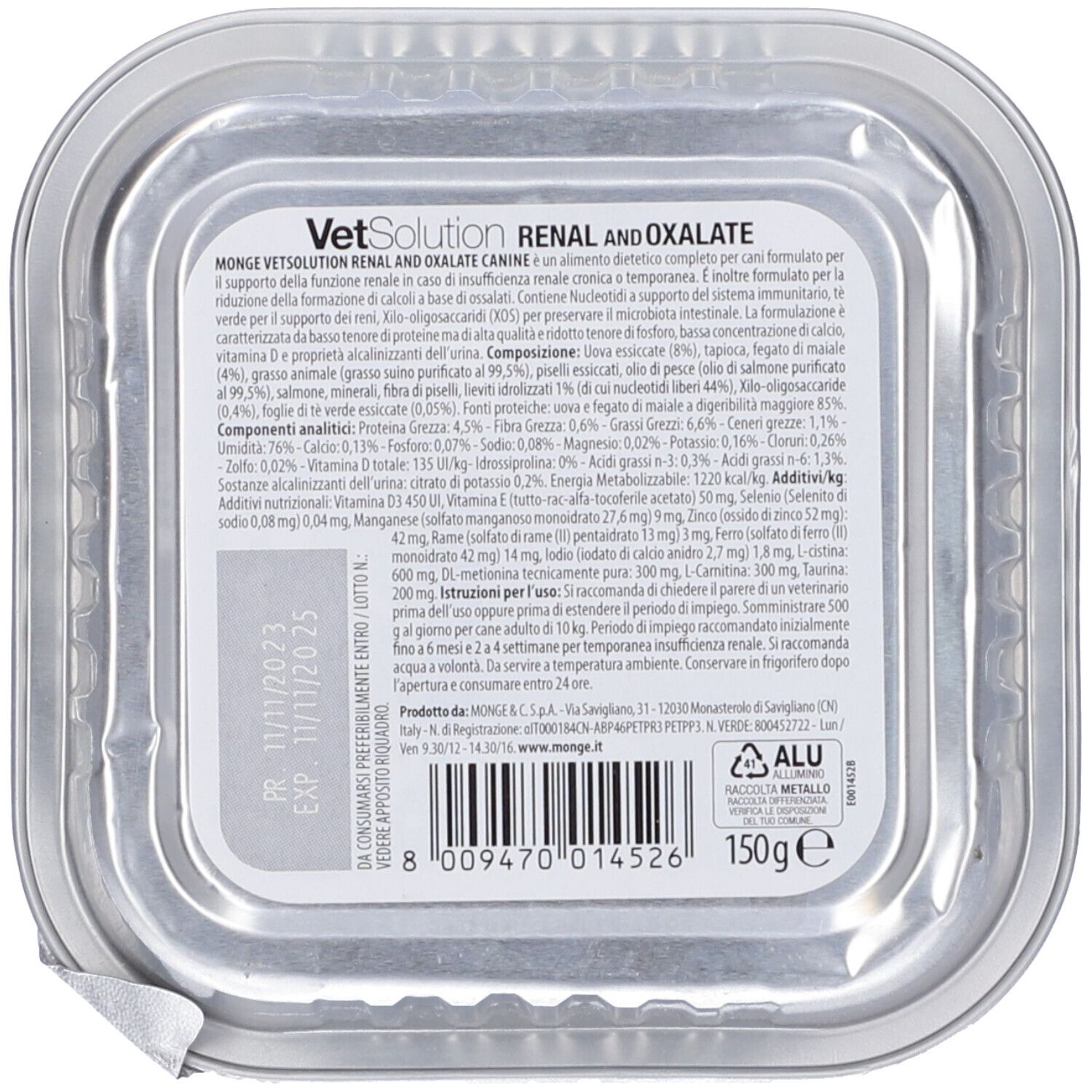 Monge VetSolution Renal Oxalate Umido Cani
