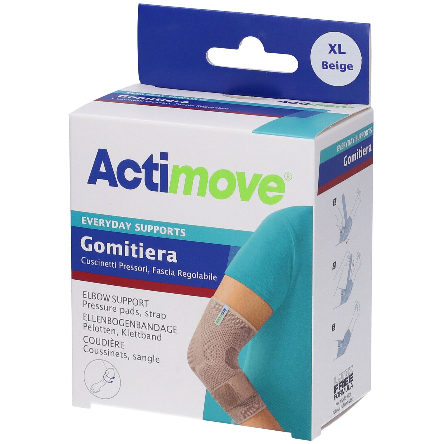 Actimove Everyday Gomitiera Elastica Con Cuscinetti Pressori E Fascia Regolabile XL
