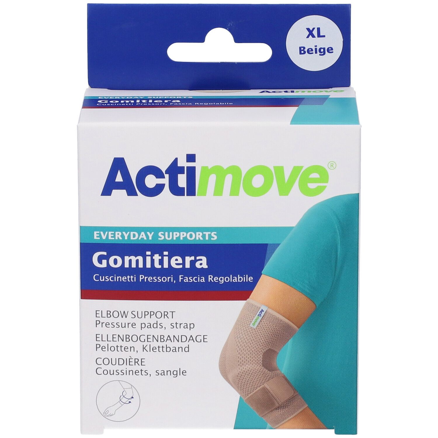 Actimove Everyday Gomitiera Elastica Con Cuscinetti Pressori E Fascia Regolabile XL
