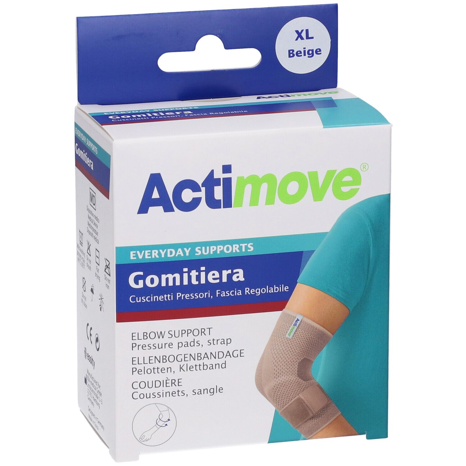 Actimove Everyday Gomitiera Elastica Con Cuscinetti Pressori E Fascia Regolabile XL