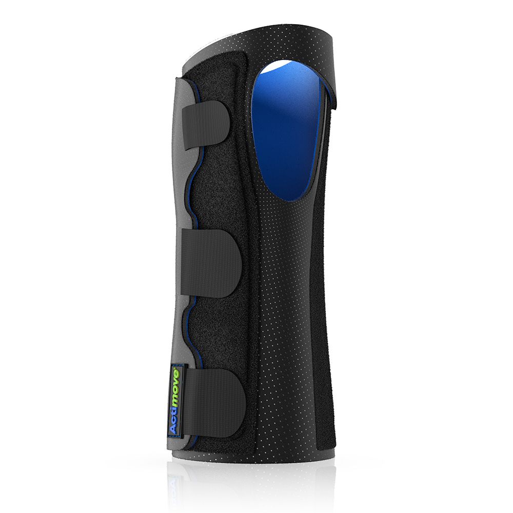 Polsiera nera con interno blu. Tre chiusure a strappo. Logo Actimove.