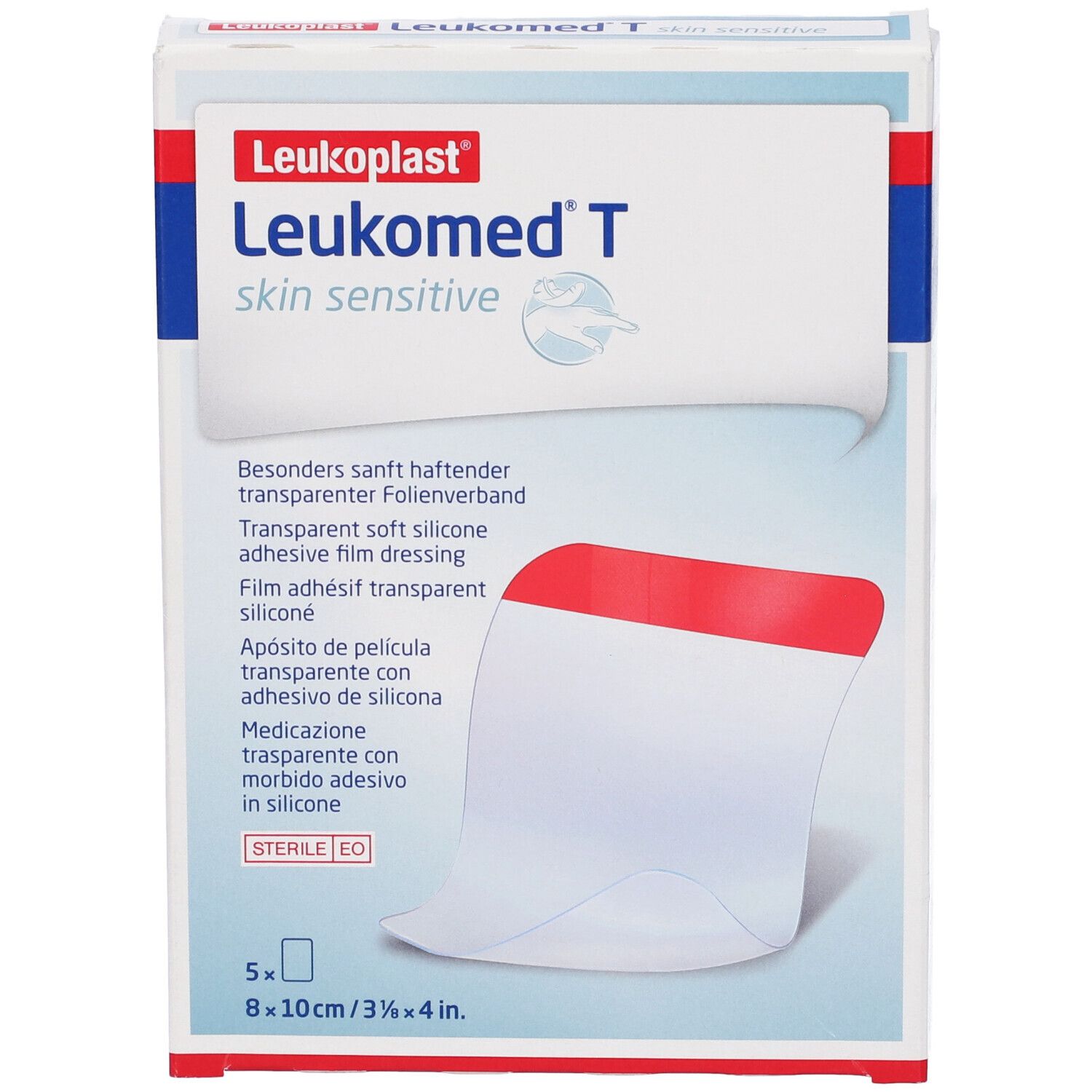 Leukomed T Skin Sensitive Medicazione Post-Operatoria Trasparente Con Massa Adesiva In Silicone 8X10 Cm 5 Pezzi