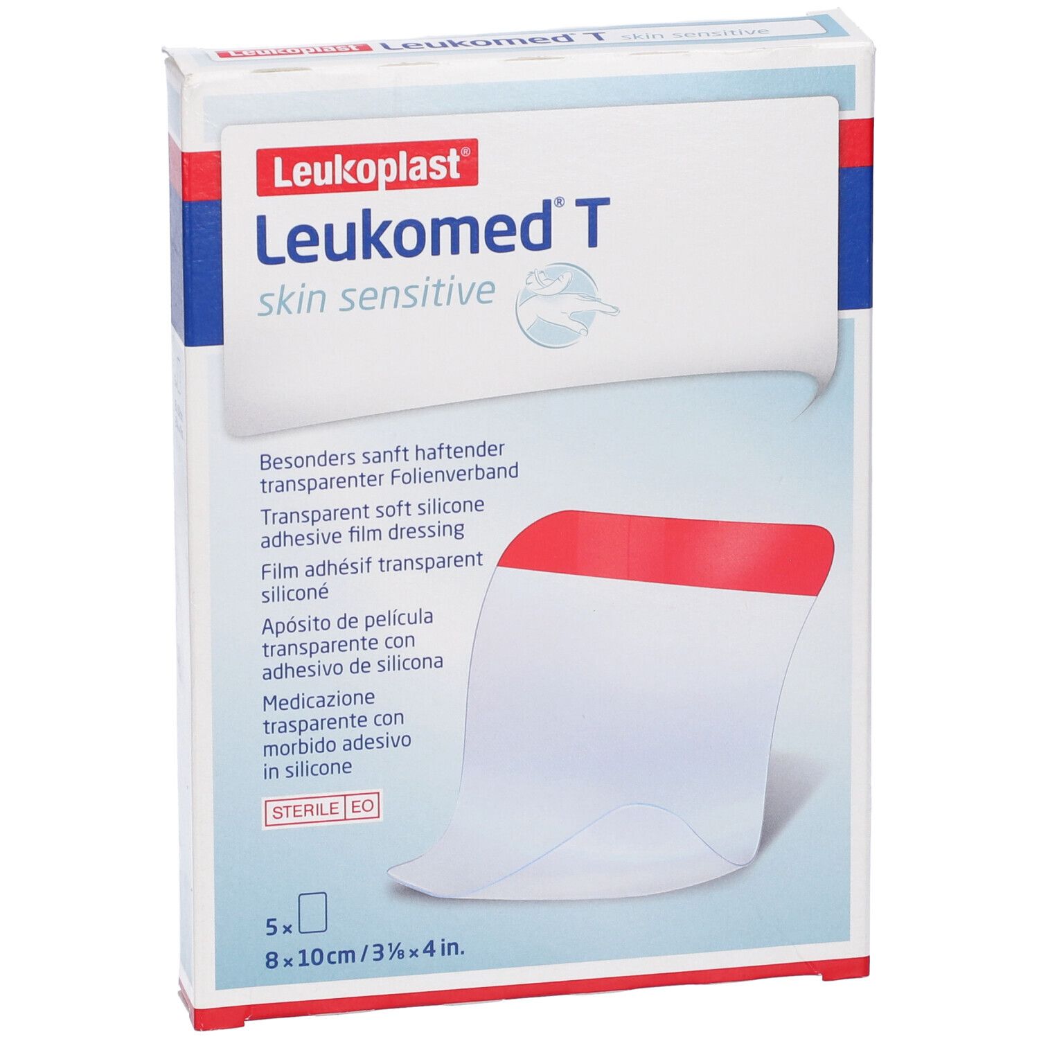 Leukomed T Skin Sensitive Medicazione Post-Operatoria Trasparente Con Massa Adesiva In Silicone 8X10 Cm 5 Pezzi