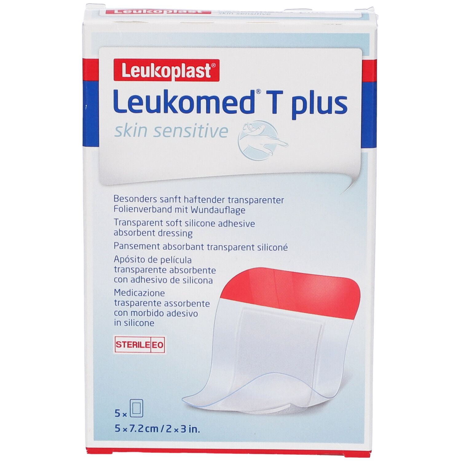 Leukomed T Plus Skin Sensitive Medicazione Post-Operatoria Trasparente Impermeabile Con Massa Adesiva Al Silicone 5X7,2Cm 5 Pezzi