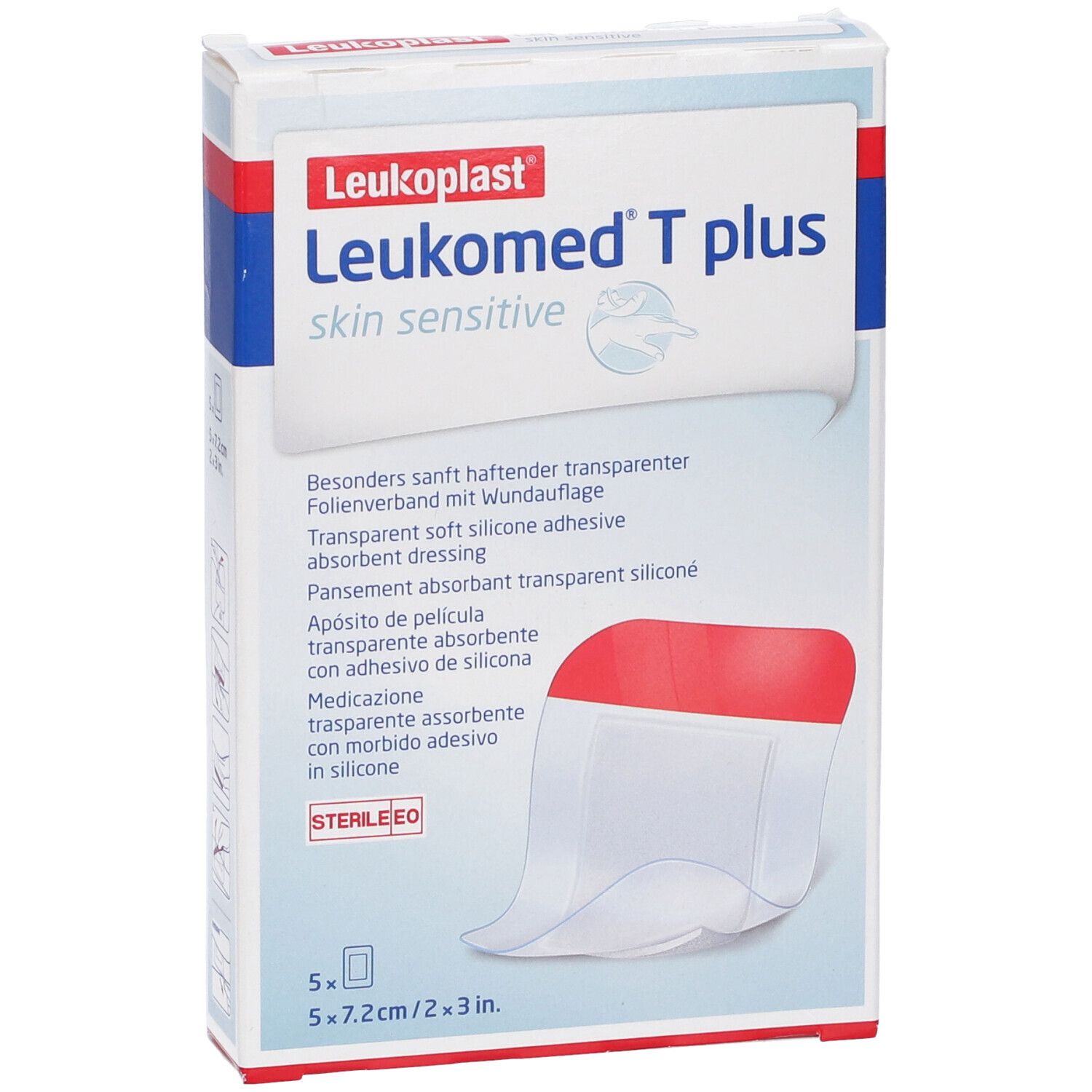 Leukomed T Plus Skin Sensitive Medicazione Post-Operatoria Trasparente Impermeabile Con Massa Adesiva Al Silicone 5X7,2Cm 5 Pezzi