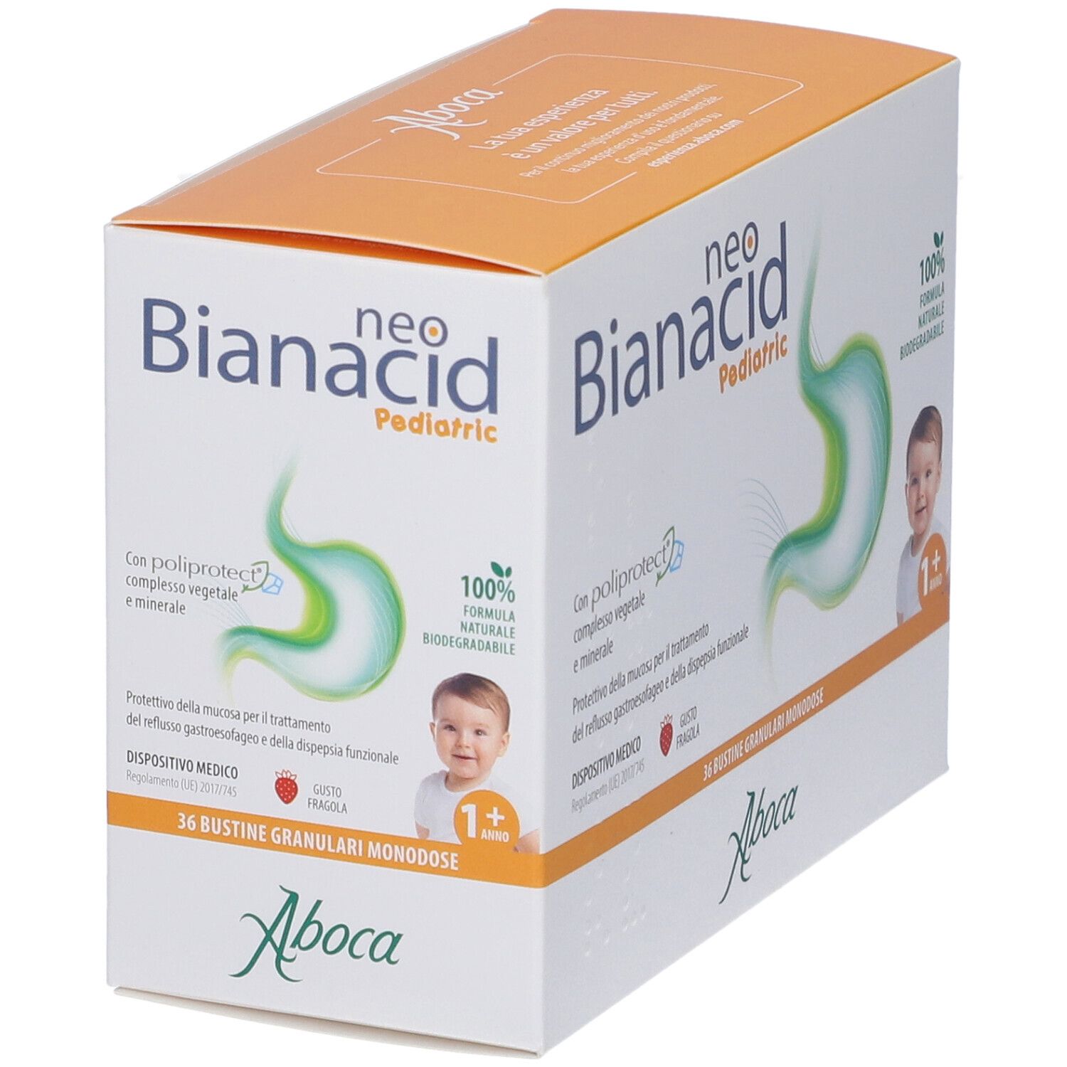 Confezione Neobianacid Pediatric Granulari, 36 bustine, per bambini da 1 anno.