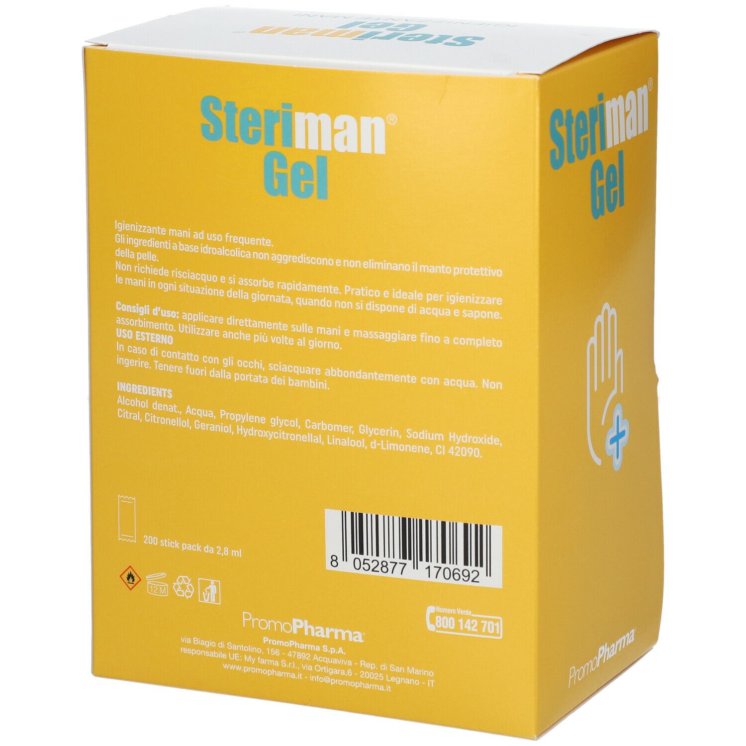 Steriman® Gel Stick 70% di Alcool