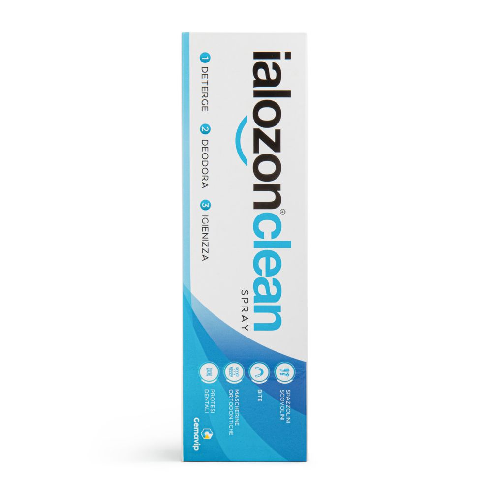 Spray Ialozonclean: Deterge, deodorizza e igienizza. Per denti, gengive e apparecchi ortodontici.