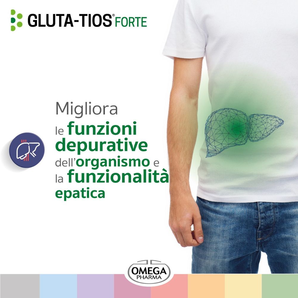 Uomo, addome. Grafica fegato. Testo: Migliora funzioni depurative e funzionalità epatica.