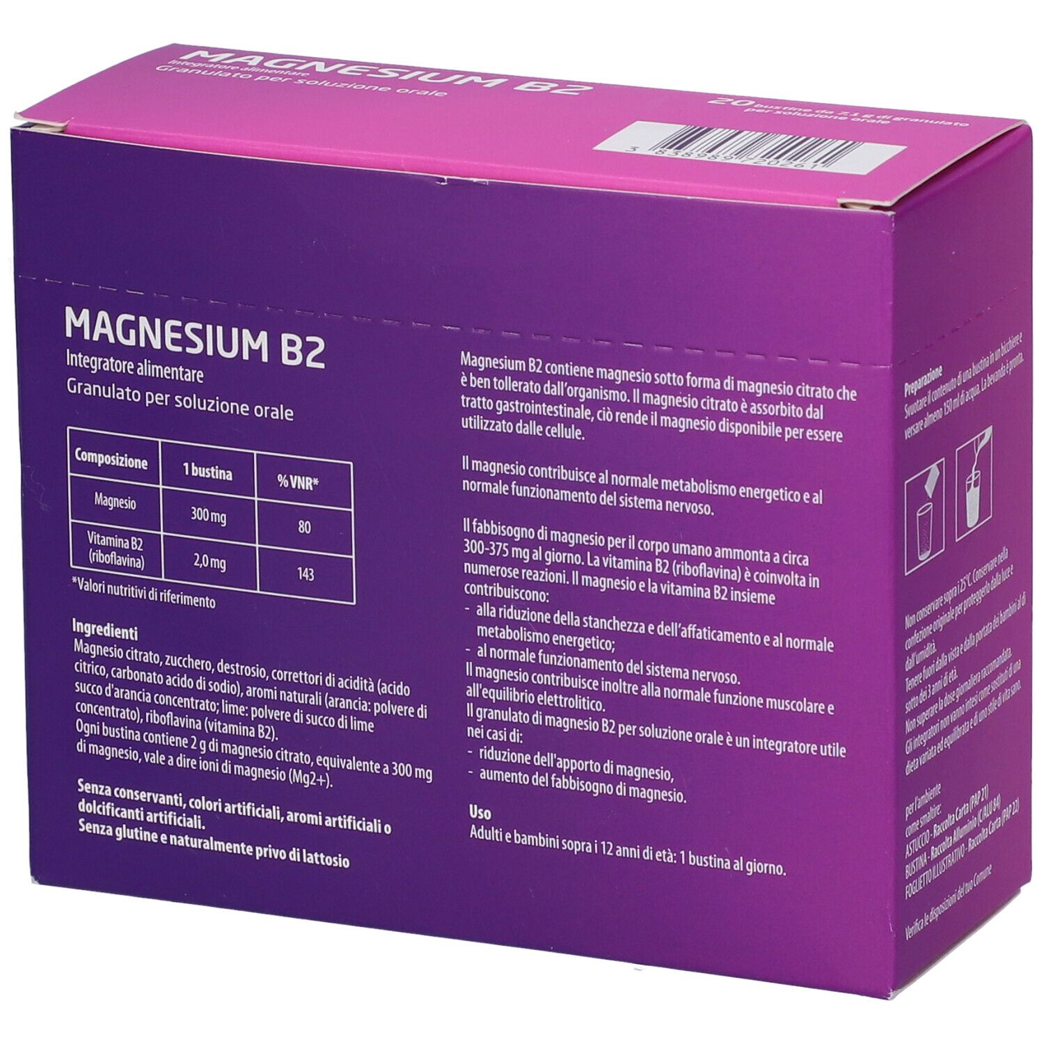 Magnesium B2 300/2Mg 20 Bustine