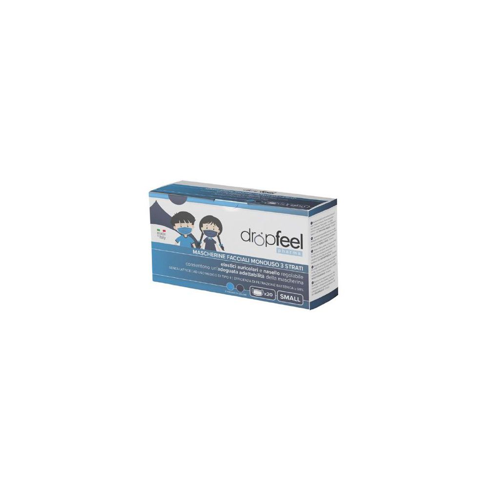 Mascherina Uso Medico Dropfeel Pharma Monouso Small Tipo Ii Blu Navy E Azzuro 20 Pezzi