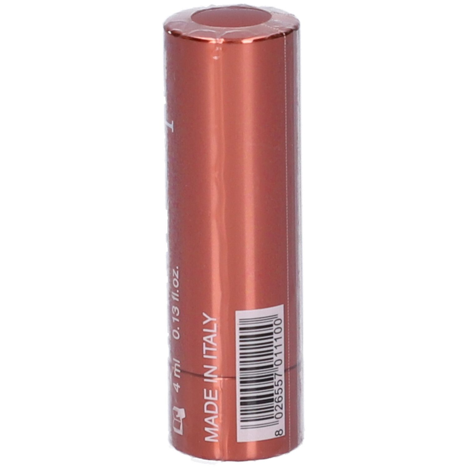 Confezione cilindrica. Scritta: Rossetto Cambiacolore Arancio, logo.