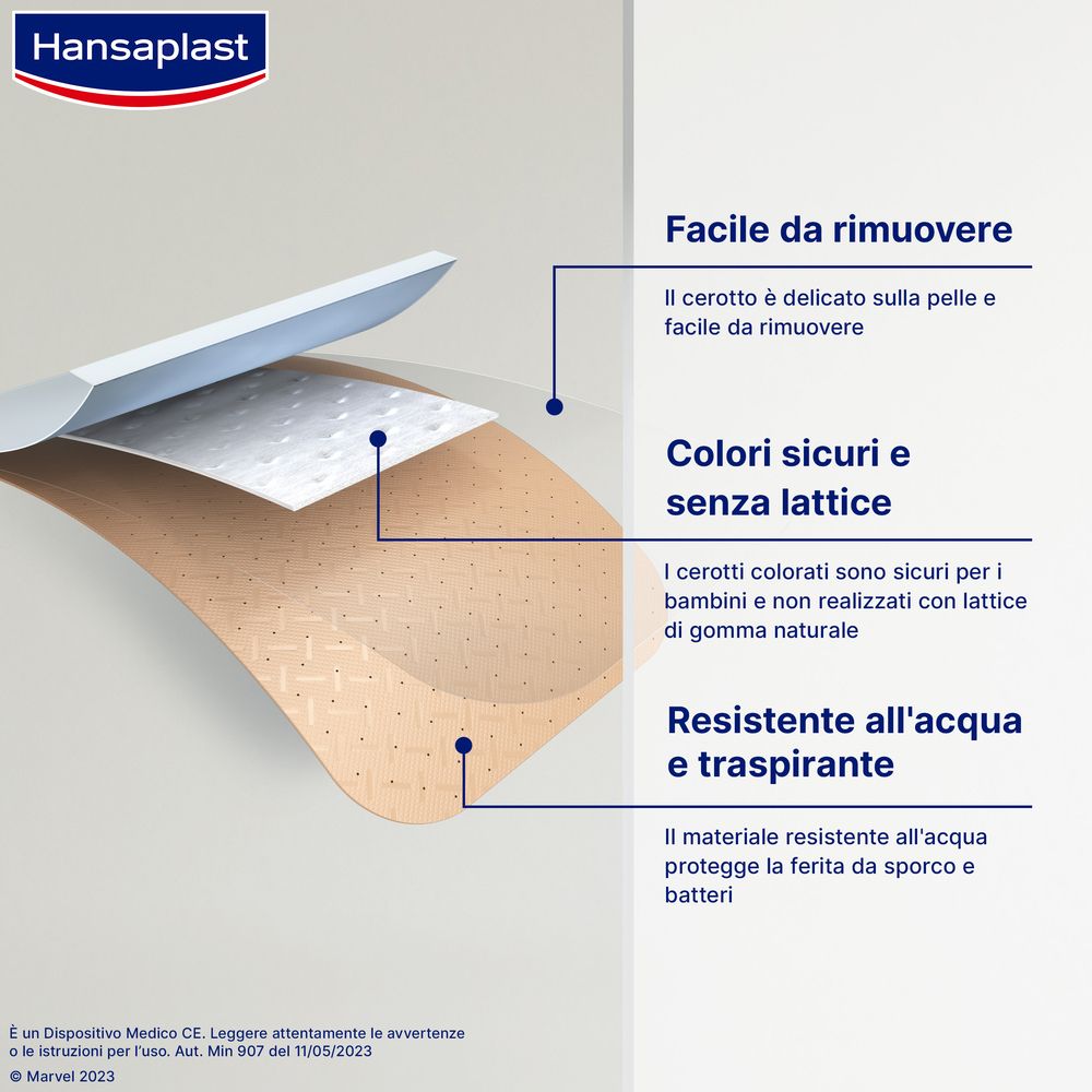 Hansaplast Cerotti Marvel, Cerotti bambini impermeabili e delicati, 20 pezzi in 2 formati - risparmia il 10% con il codice: NI10