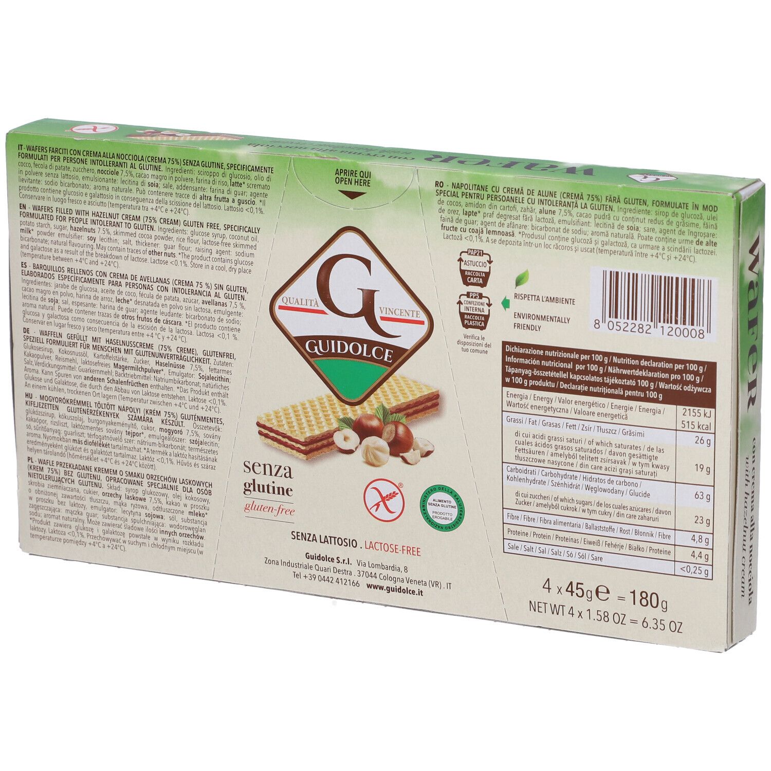 Wafer Con Crema Alla Nocciola 4 Porzioni X 45 G