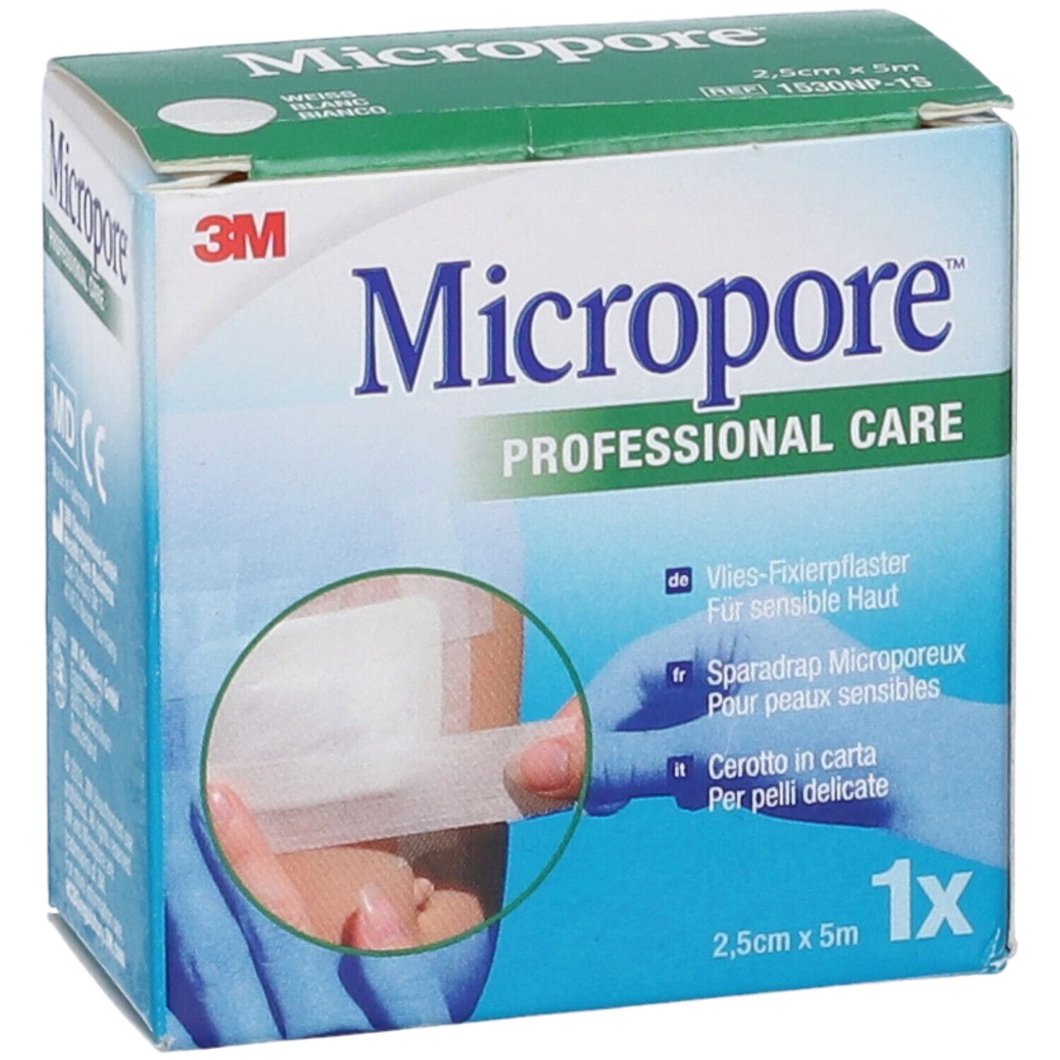 Scatola Micropore Professional Care. Applicazione del cerotto sulla pelle. 2,5cm x 5m. 1x.
