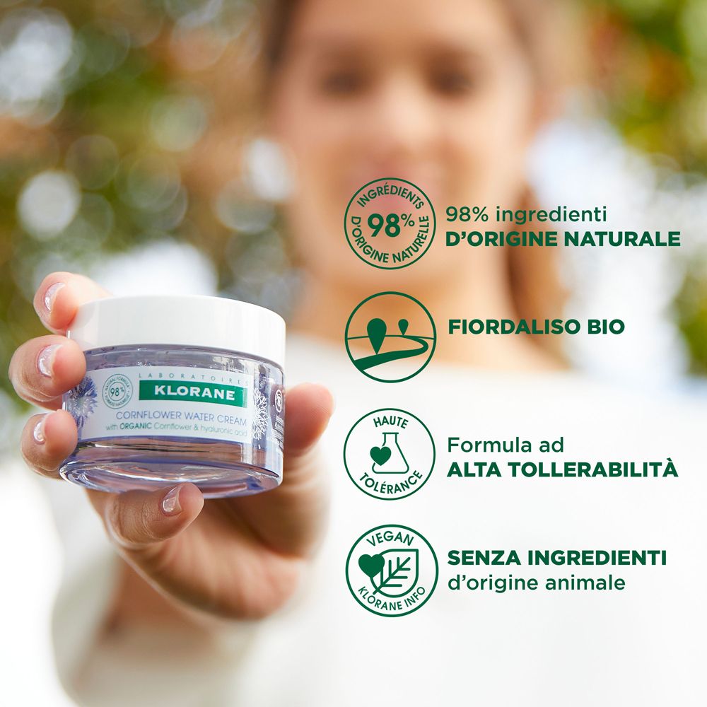 Klorane Crema d'Acqua di Fiordaliso al Fiordaliso BIO e acido Ialuronico 50ml - Viso e occhi