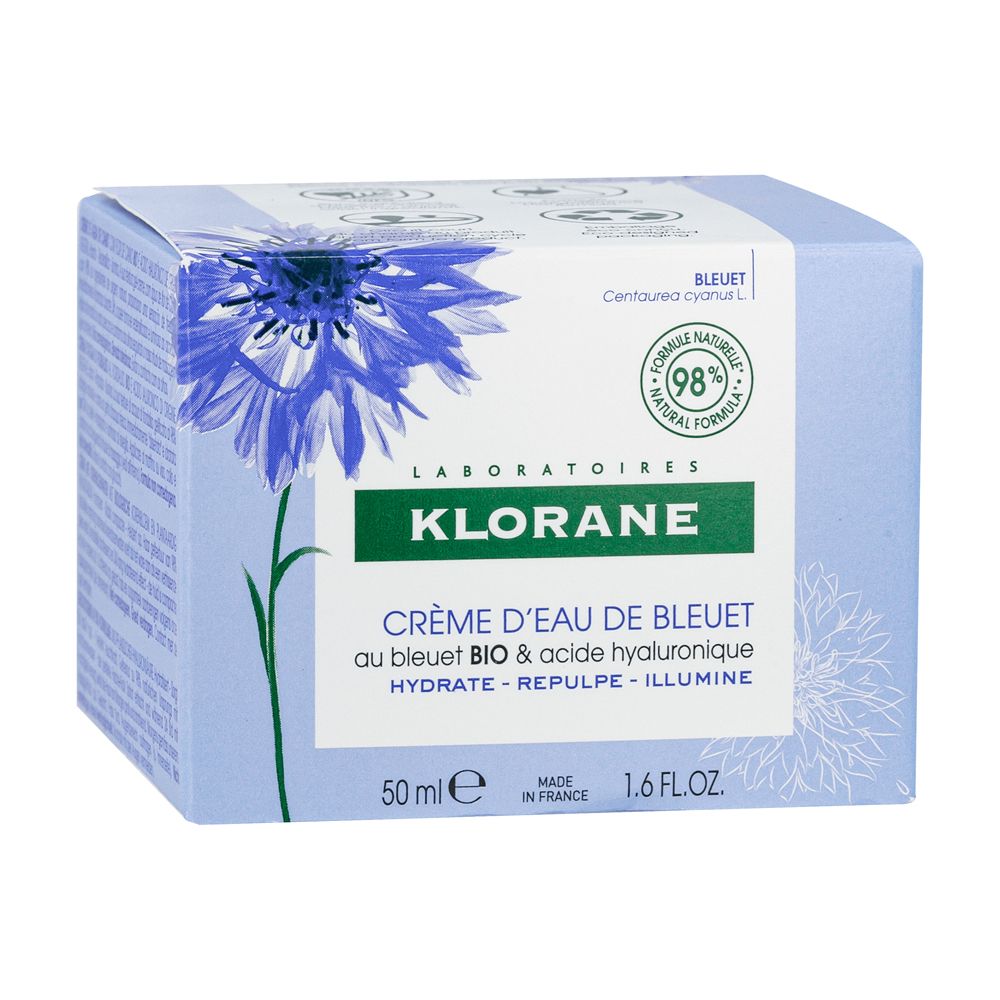 Klorane Crema d'Acqua di Fiordaliso al Fiordaliso BIO e acido Ialuronico 50ml - Viso e occhi
