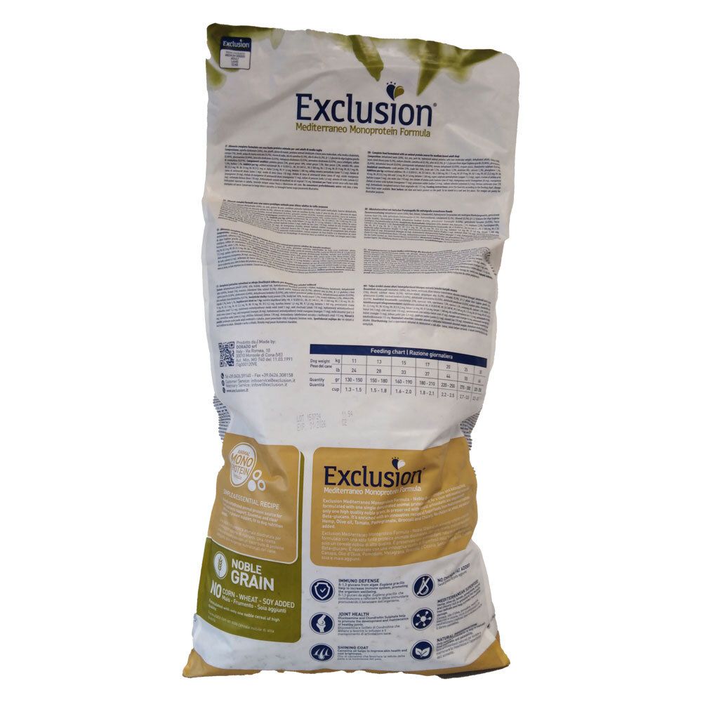 Exclusion Mediterraneo Monoprotein Noble Grain Adult Lamb Medium 12Kg