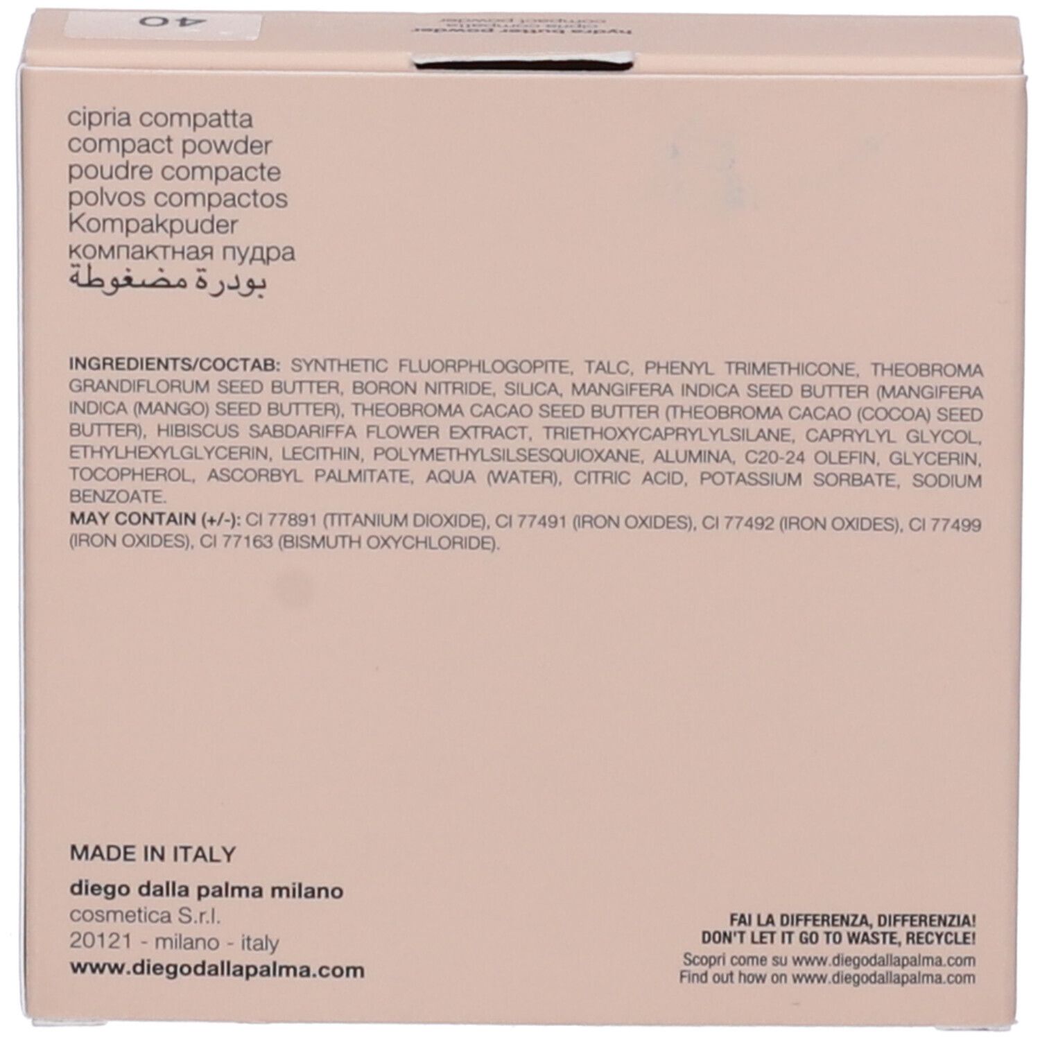 Diego dalla Palma Hydra Butter Powder Compact Powder Tonalità 40